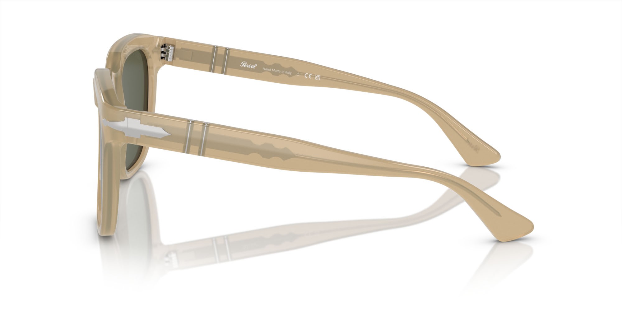 Occhiali da sole Persol PO 3323S (116931) colore beige opalino forma quadrato lenti verde