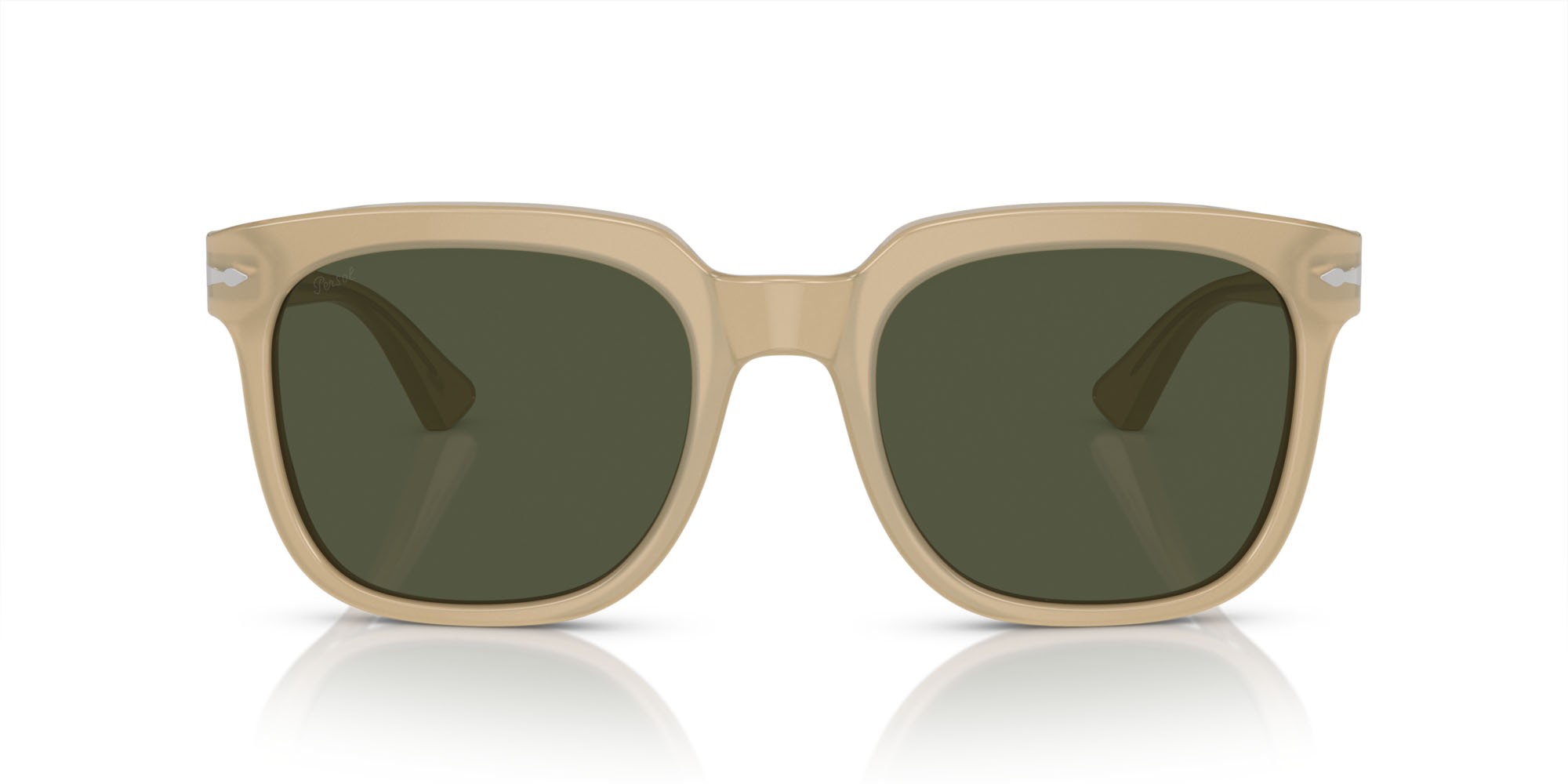 Occhiali da sole Persol PO 3323S (116931) colore beige opalino forma quadrato lenti verde