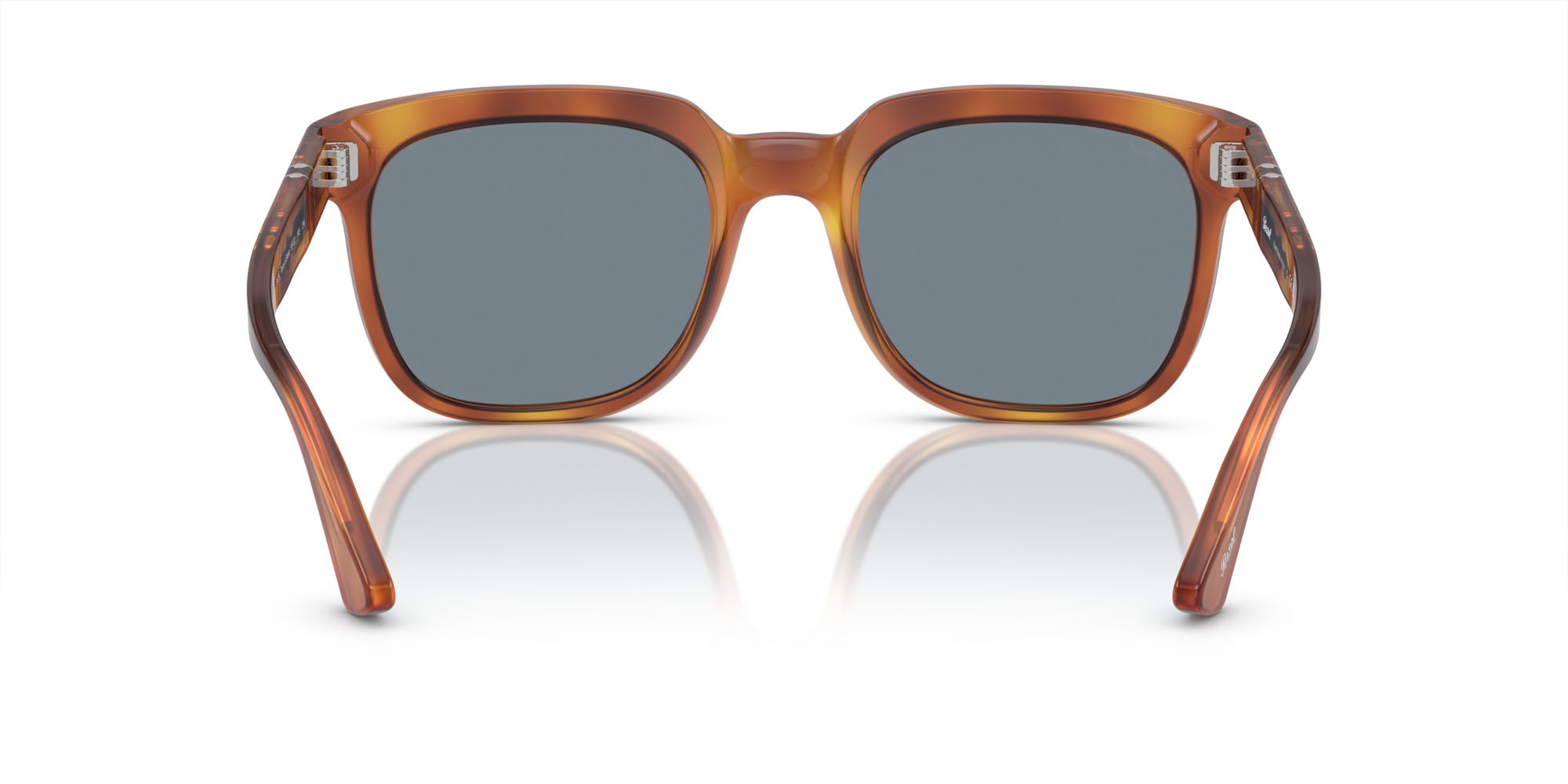 Occhiali da sole Persol PO 3323S (96/56) colore terra di siena forma quadrato lenti azzurro