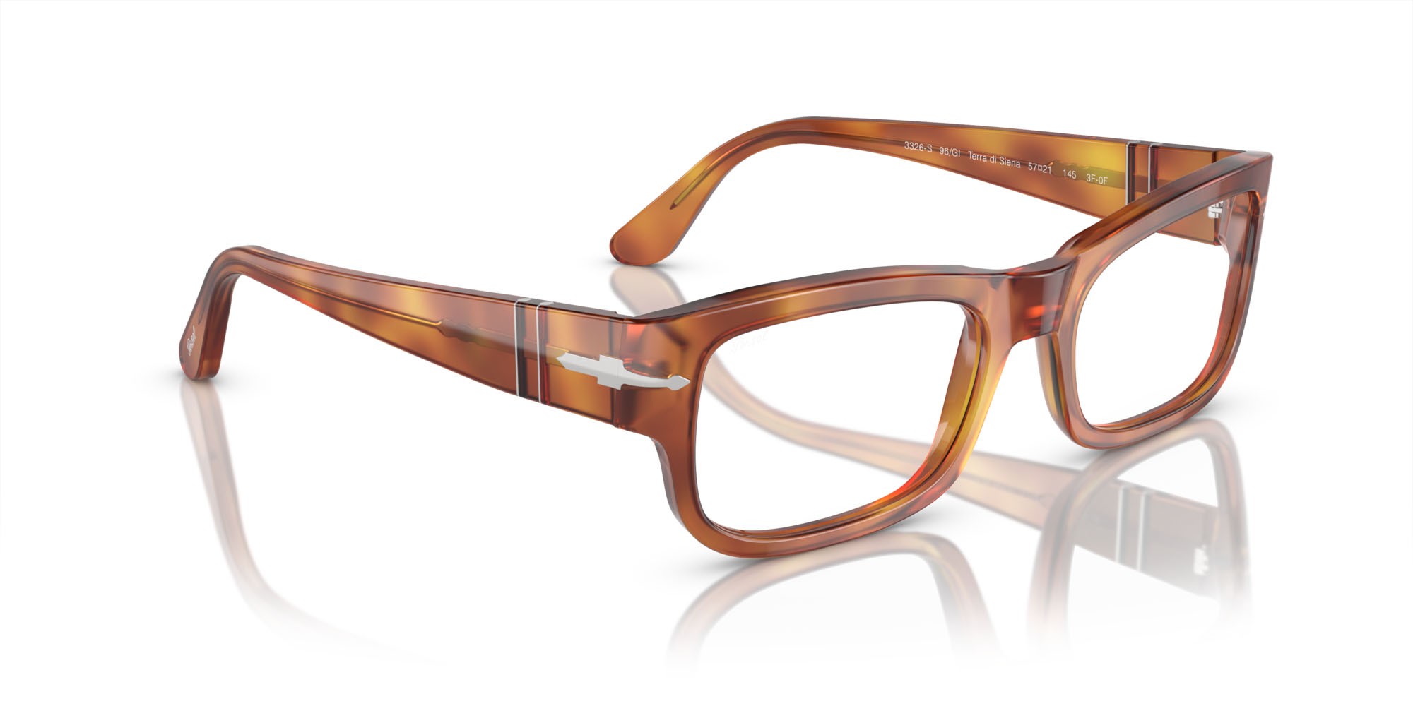 Occhiali da sole Persol PO 3326S (96/GI) colore terra di siena forma quadrato lenti transitions 8 marrone