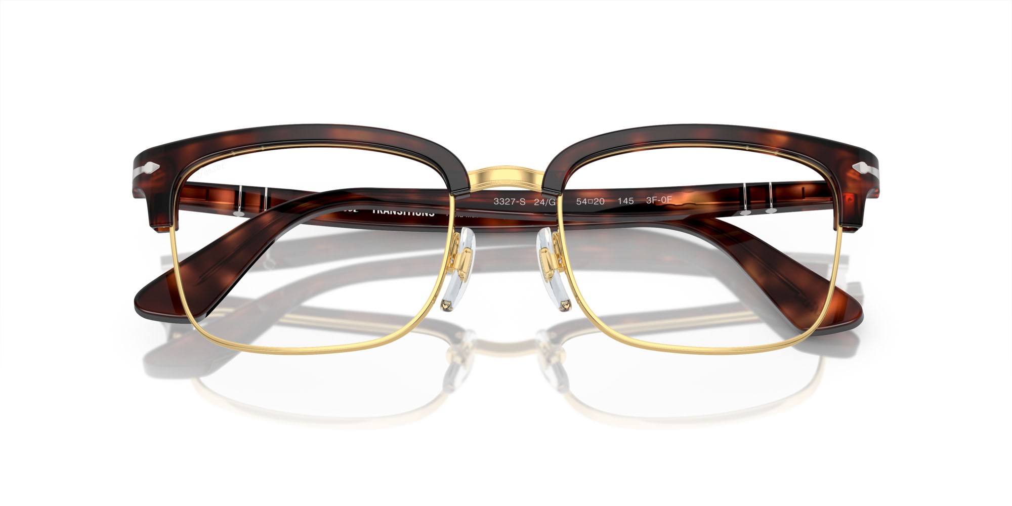Occhiali da sole Persol PO 3327S (24/GJ) colore havana forma rettangolare lenti transitions 8 verde