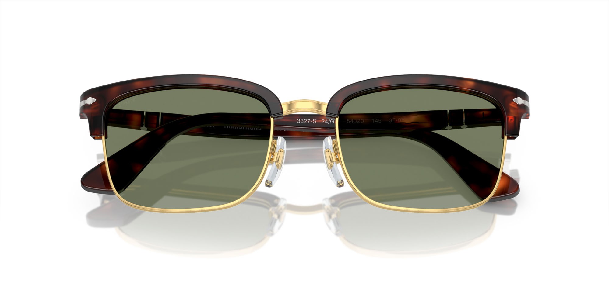 Occhiali da sole Persol PO 3327S (24/GJ) colore havana forma rettangolare lenti transitions 8 verde