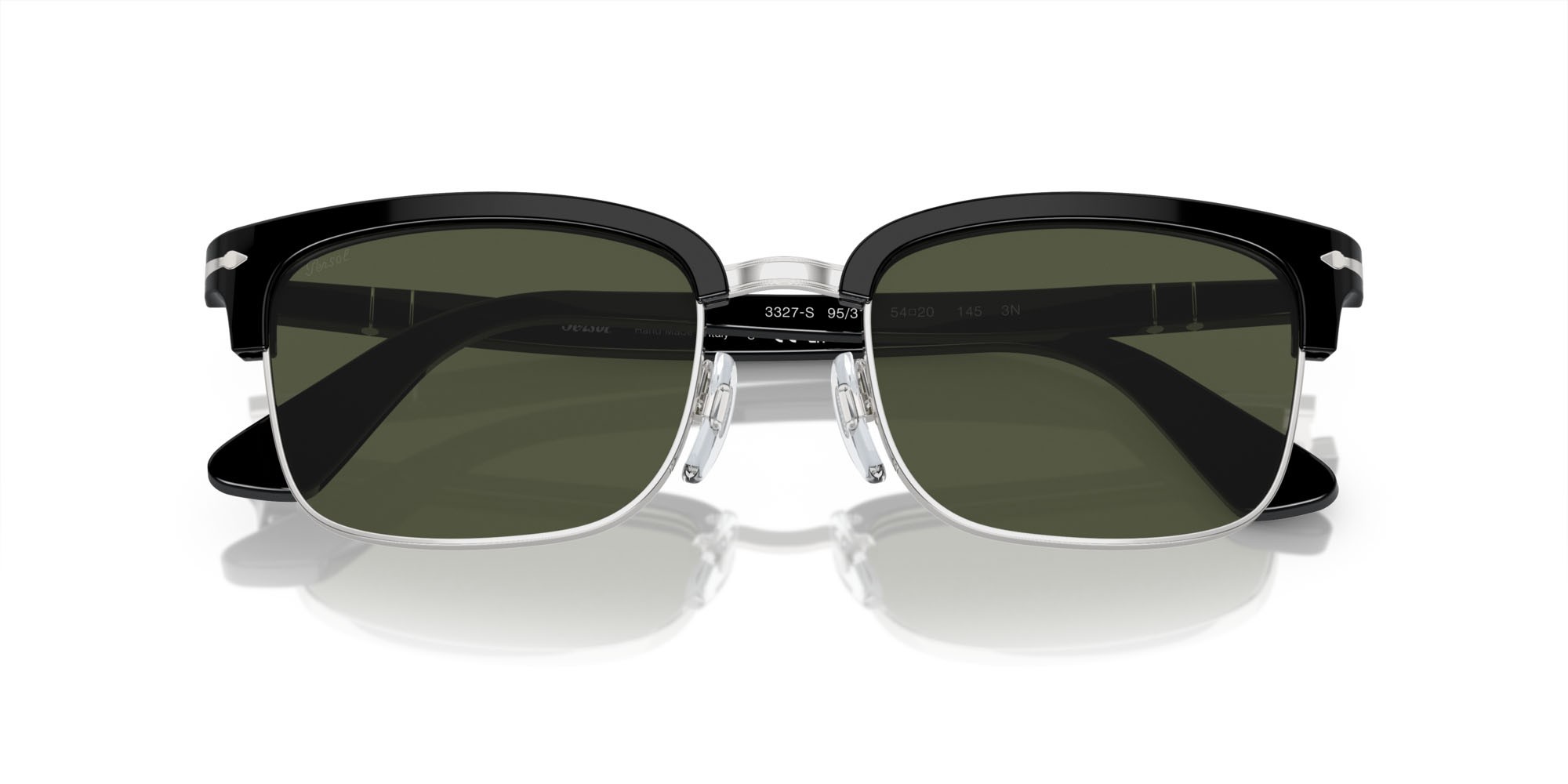 Occhiali da sole Persol PO 3327S (95/31) colore nero forma rettangolare lenti verde
