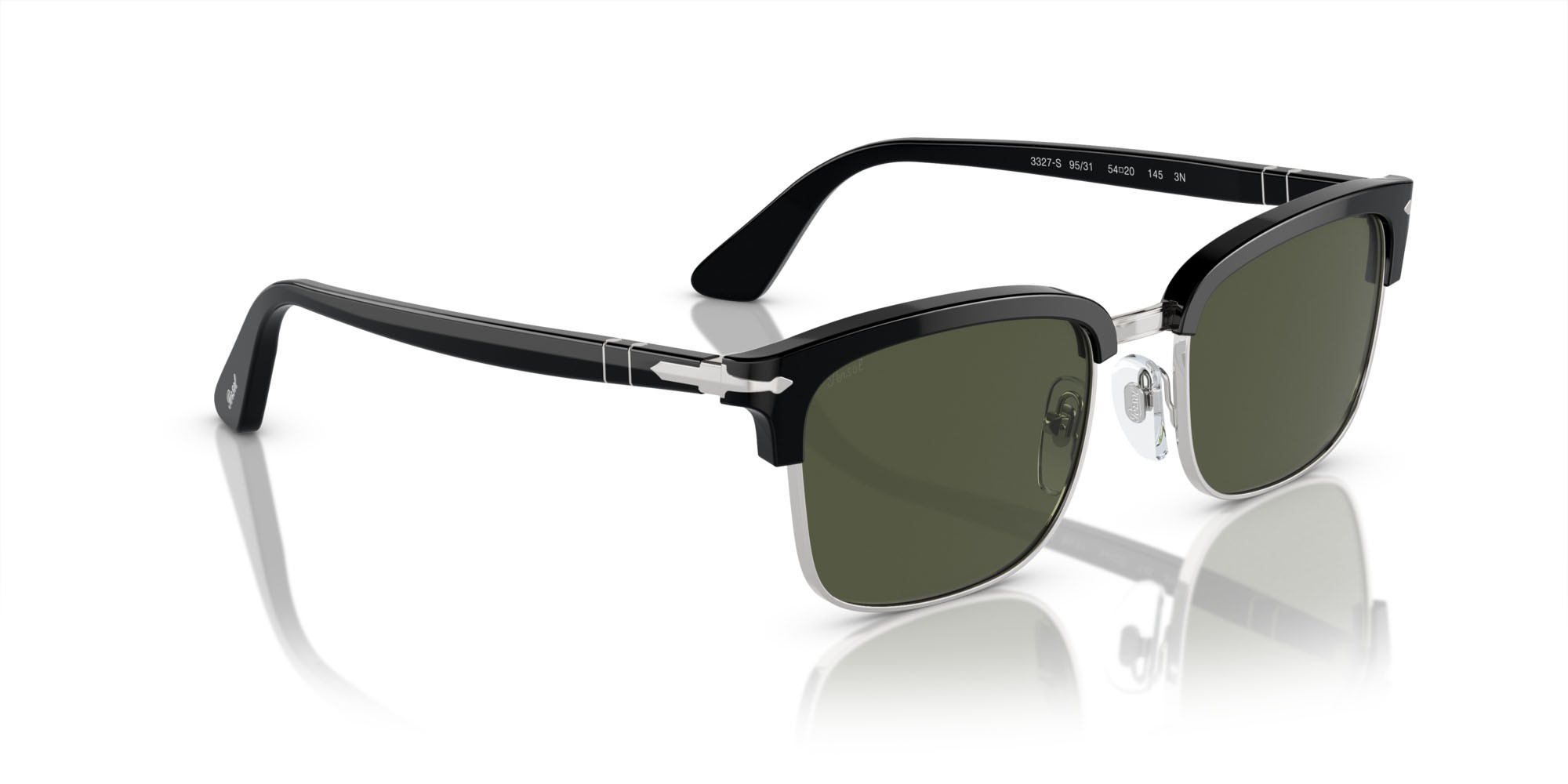 Occhiali da sole Persol PO 3327S (95/31) colore nero forma rettangolare lenti verde