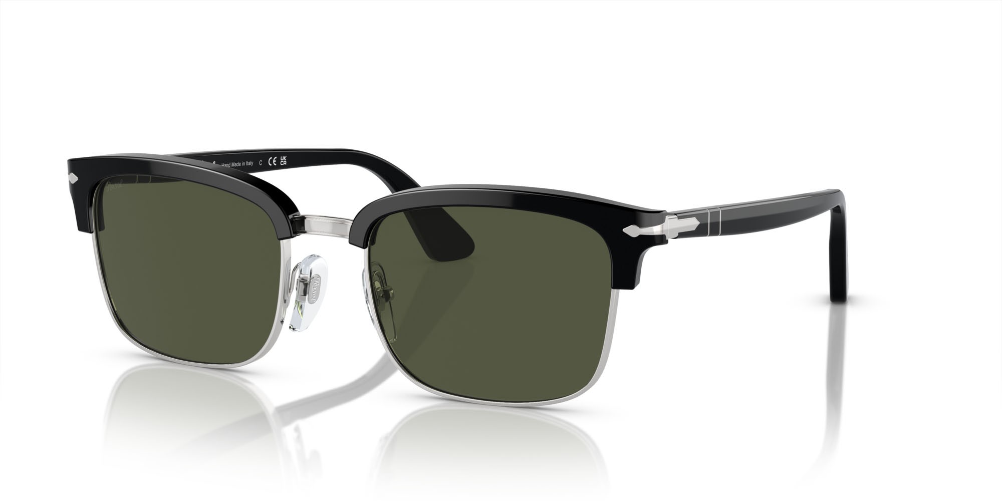 Occhiali da sole Persol PO 3327S (95/31) colore nero forma rettangolare lenti verde