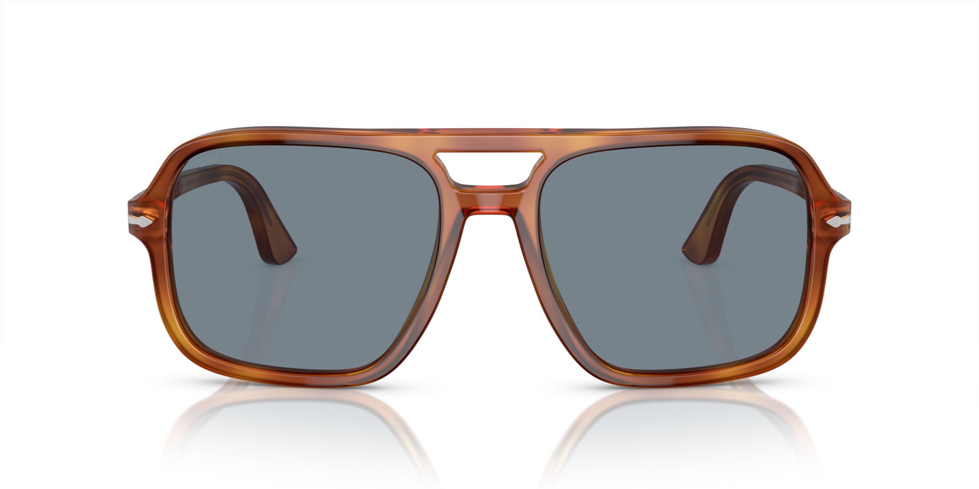 Occhiali da sole Persol PO 3328S (96/56) colore terra di siena forma aviator lenti azzurro