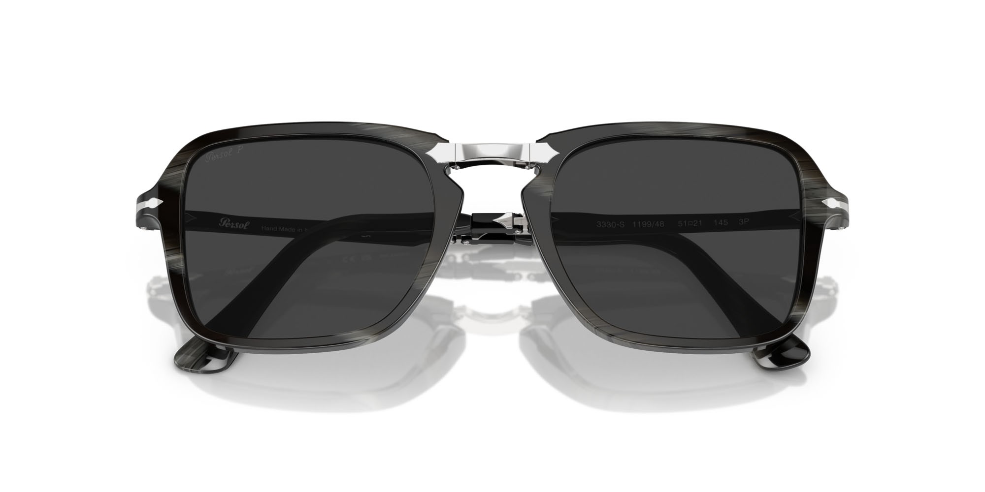 Occhiali da sole Persol PO 3330S (119948) colore corno nero forma rettangolare lenti polar nera