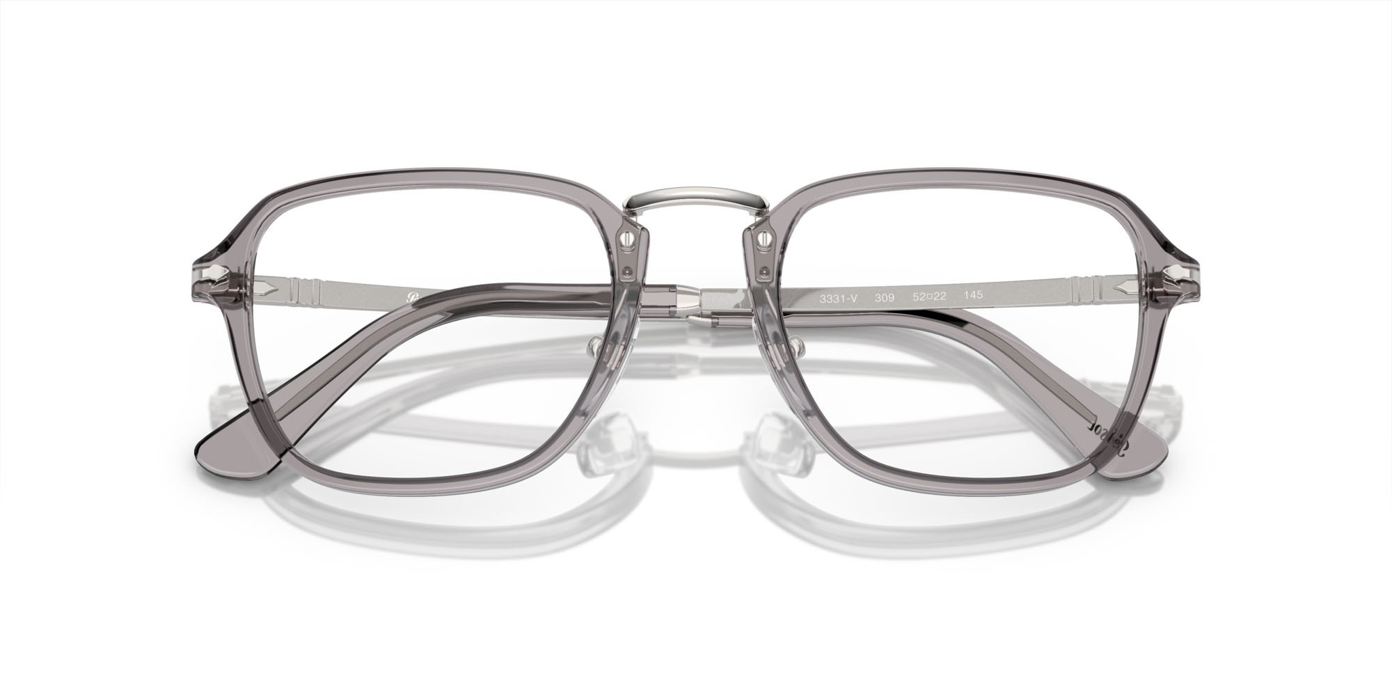Eyeglasses Persol PO 3331V (309) color grigio trasparente shape rectangle lenses trasparente