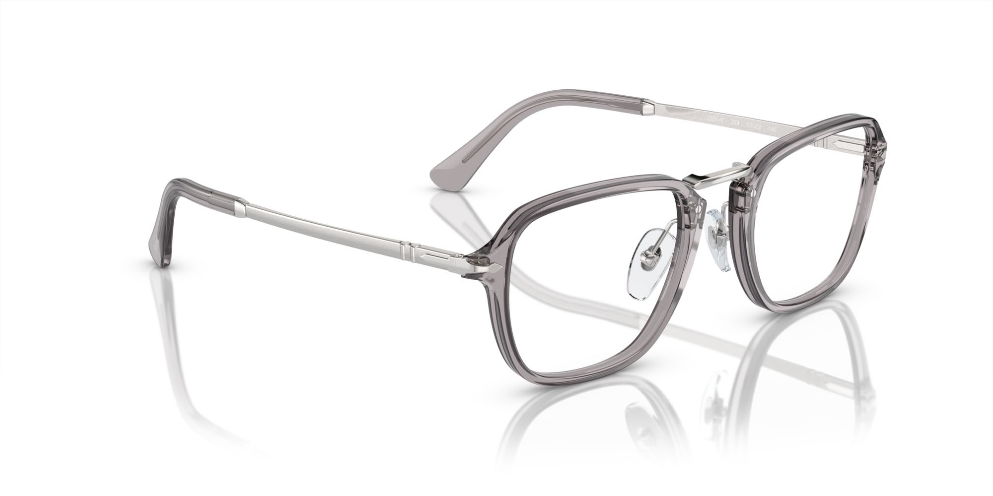 Eyeglasses Persol PO 3331V (309) color grigio trasparente shape rectangle lenses trasparente