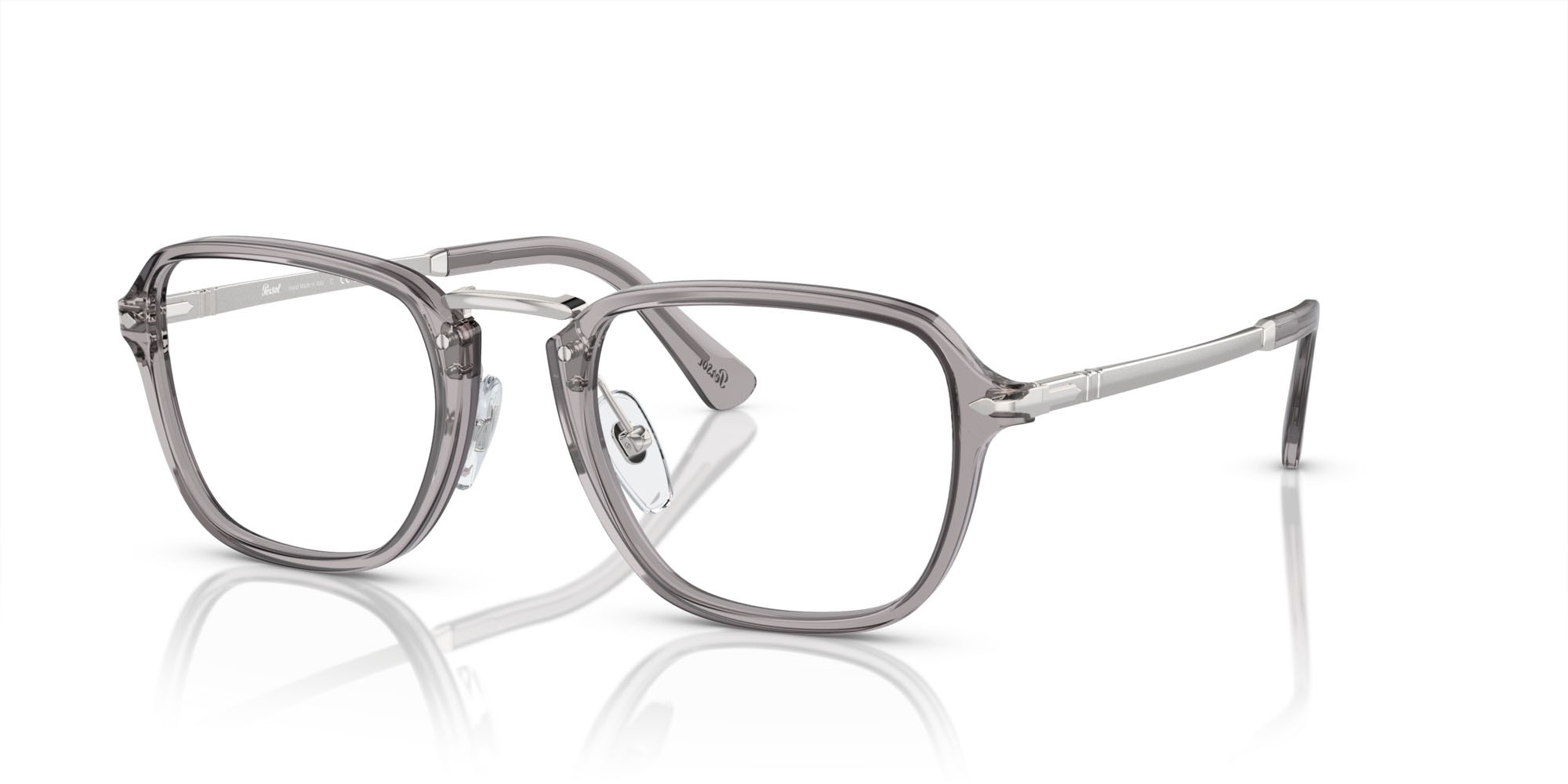 Eyeglasses Persol PO 3331V (309) color grigio trasparente shape rectangle lenses trasparente