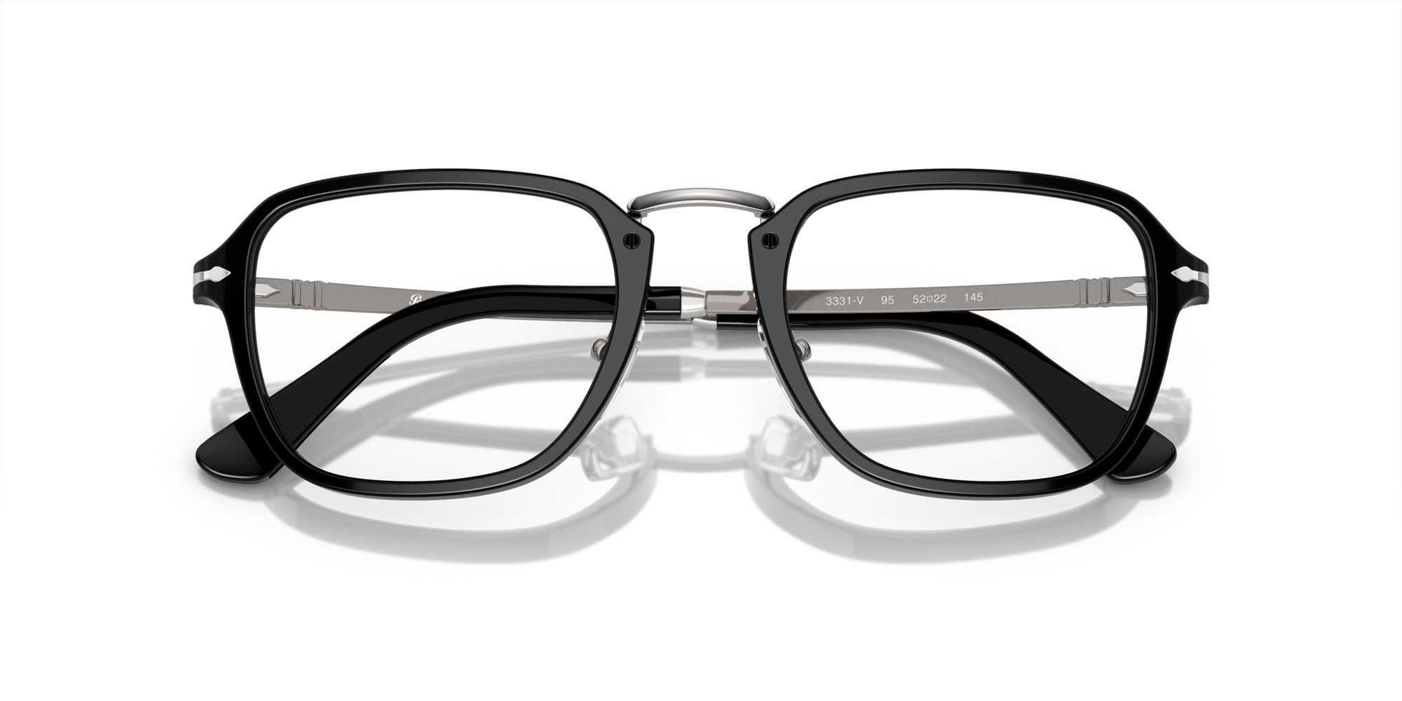 Eyeglasses Persol PO 3331V (95) color nero shape rectangle lenses trasparente