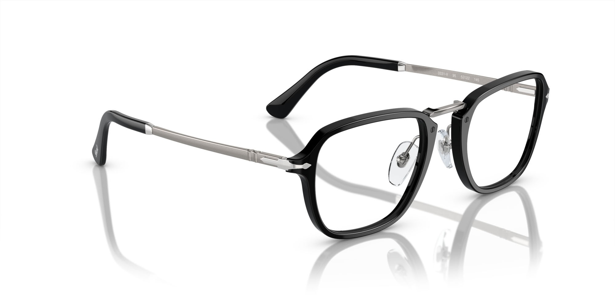 Eyeglasses Persol PO 3331V (95) color nero shape rectangle lenses trasparente