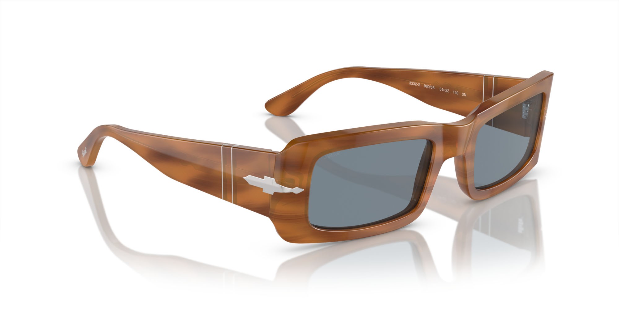 Sonnenbrillen Persol Francis PO 3332S (960/56) farbe striato marrone form rechteckig gläser azzurro
