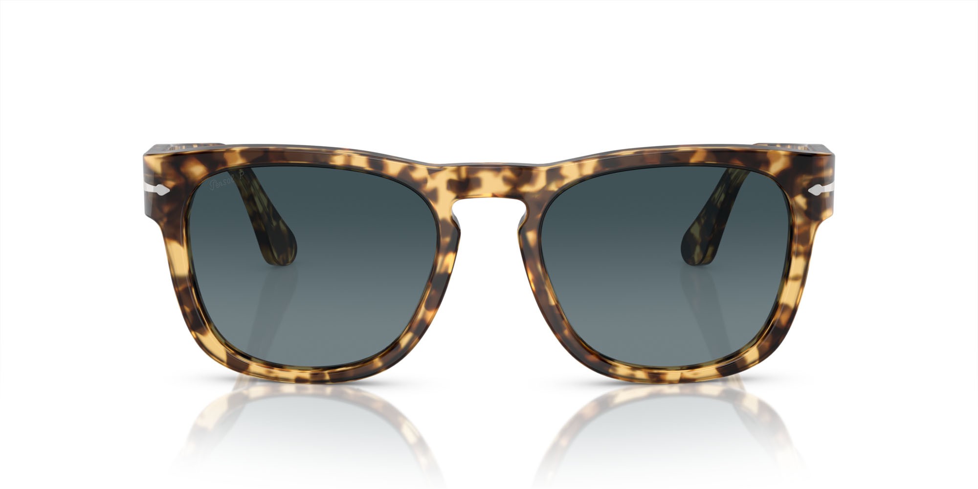 Occhiali da sole Persol Elio PO 3333S (1056S3) colore beige tartarugato forma quadrato lenti blue gradient dark blue polarized