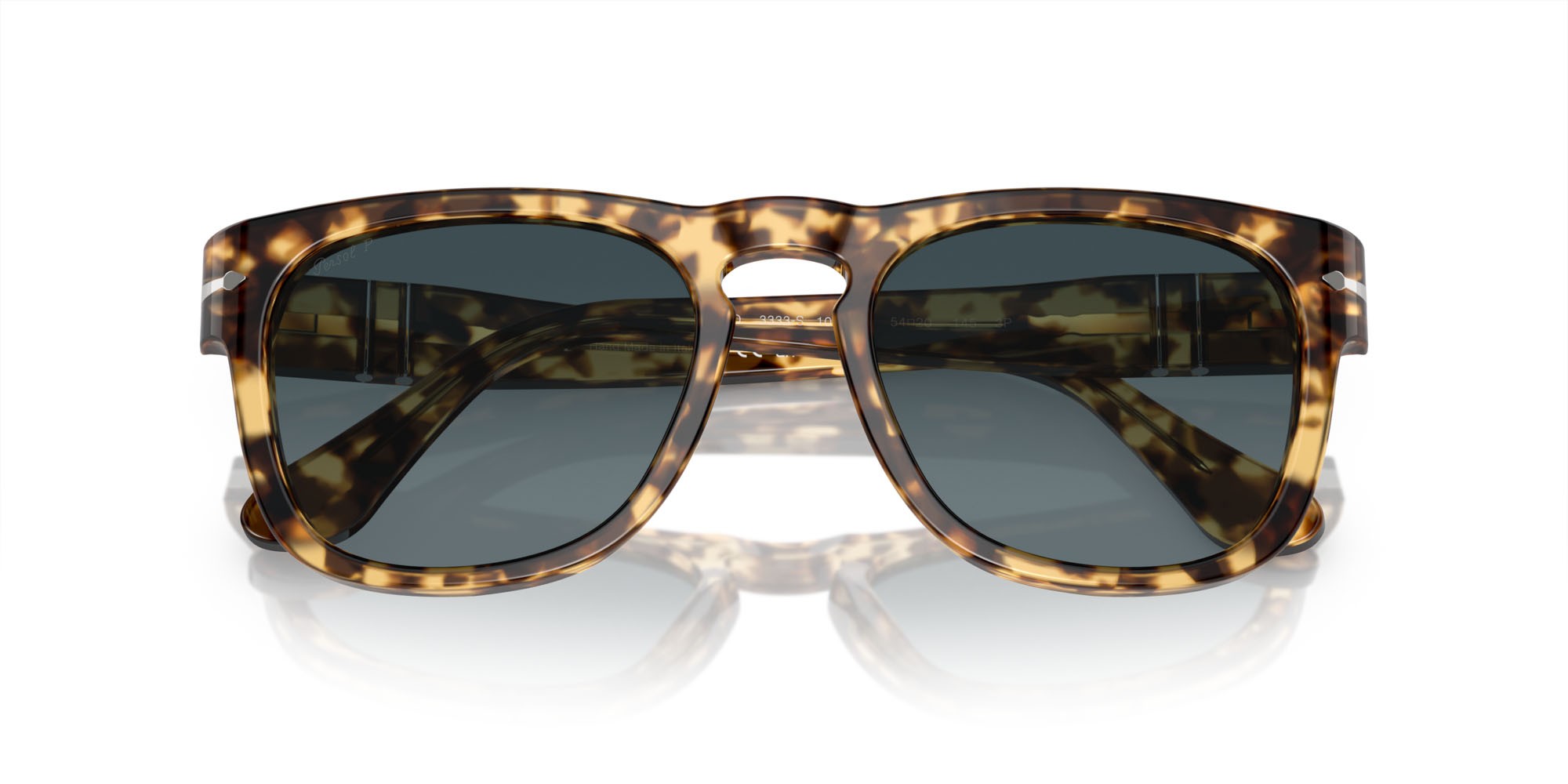 Occhiali da sole Persol Elio PO 3333S (1056S3) colore beige tartarugato forma quadrato lenti blue gradient dark blue polarized