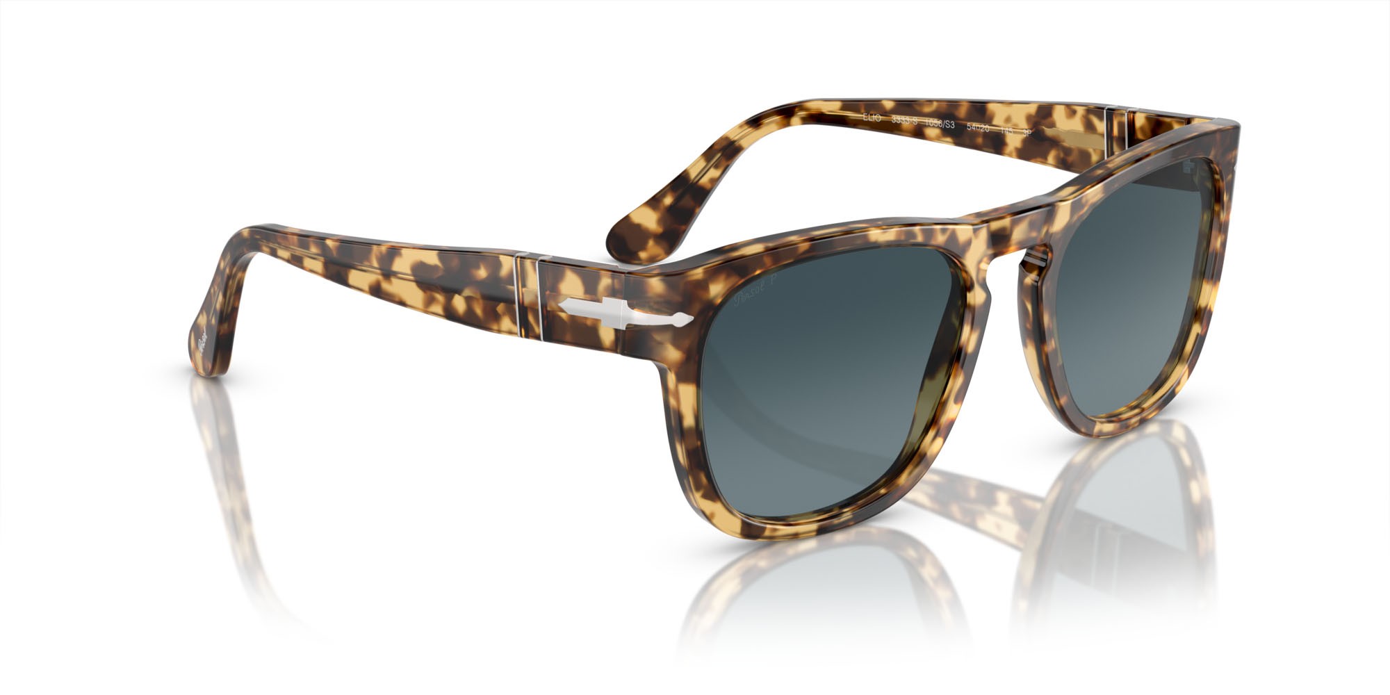 Occhiali da sole Persol Elio PO 3333S (1056S3) colore beige tartarugato forma quadrato lenti blue gradient dark blue polarized