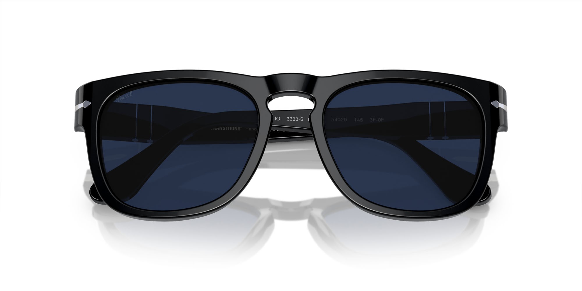 Occhiali da sole Persol Elio PO 3333S (95/GG) colore nero forma quadrato lenti transitions 8 zaffiro