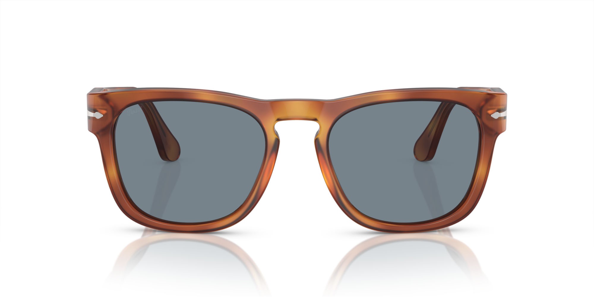 Occhiali da sole Persol Elio PO 3333S (96/56) colore terra di siena forma quadrato lenti azzurro