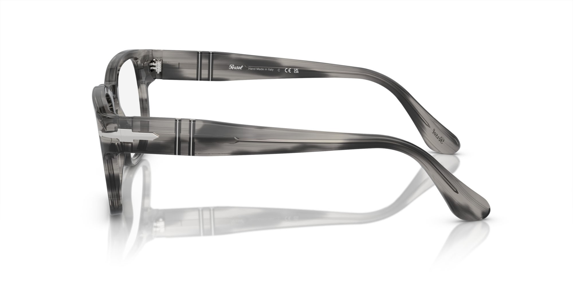 Occhiali da vista Persol PO 3334V (1192) colore striato grigio forma quadrato lenti trasparente