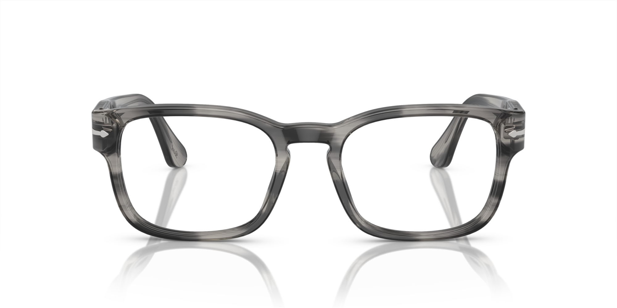 Occhiali da vista Persol PO 3334V (1192) colore striato grigio forma quadrato lenti trasparente