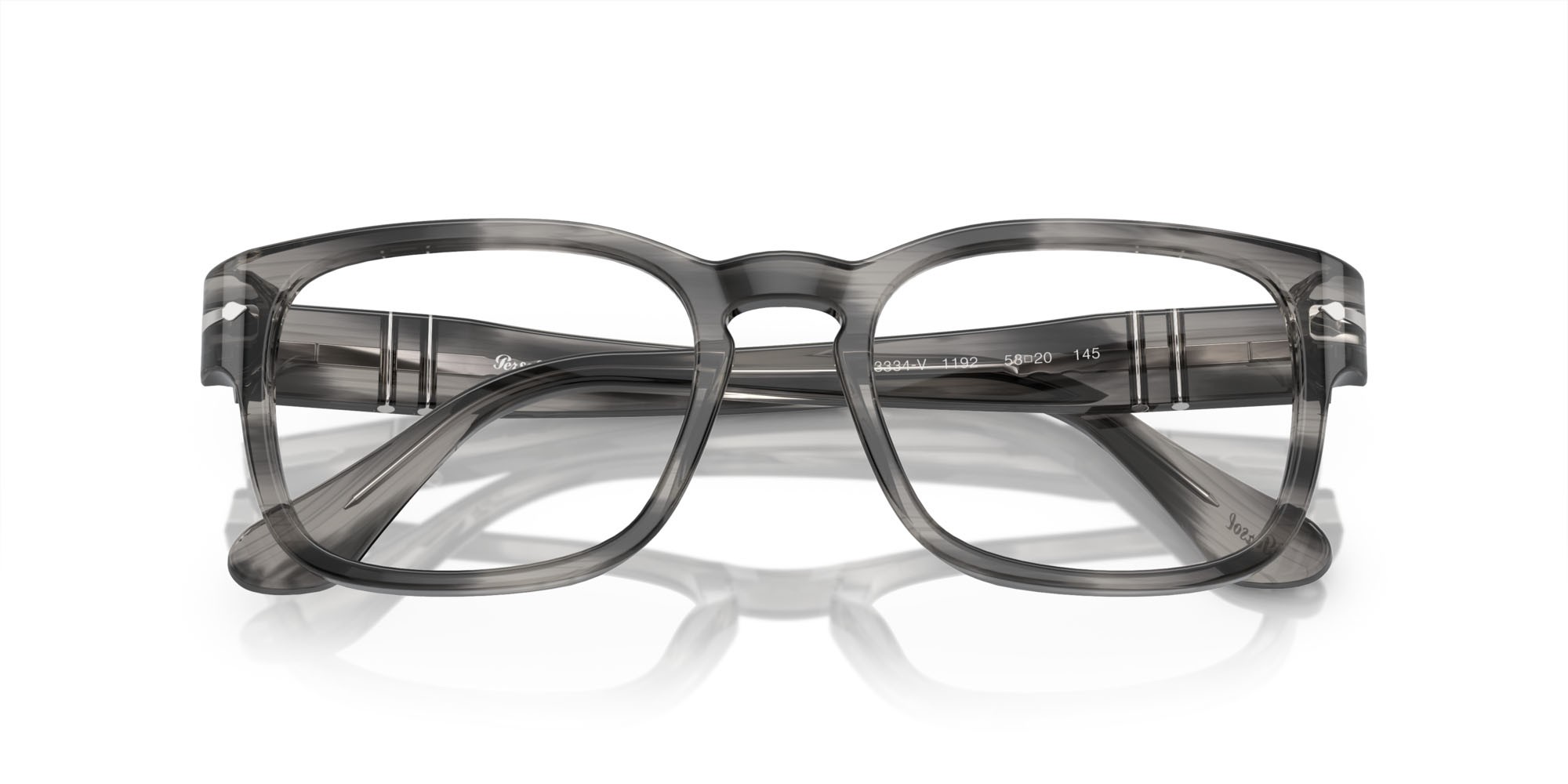 Occhiali da vista Persol PO 3334V (1192) colore striato grigio forma quadrato lenti trasparente