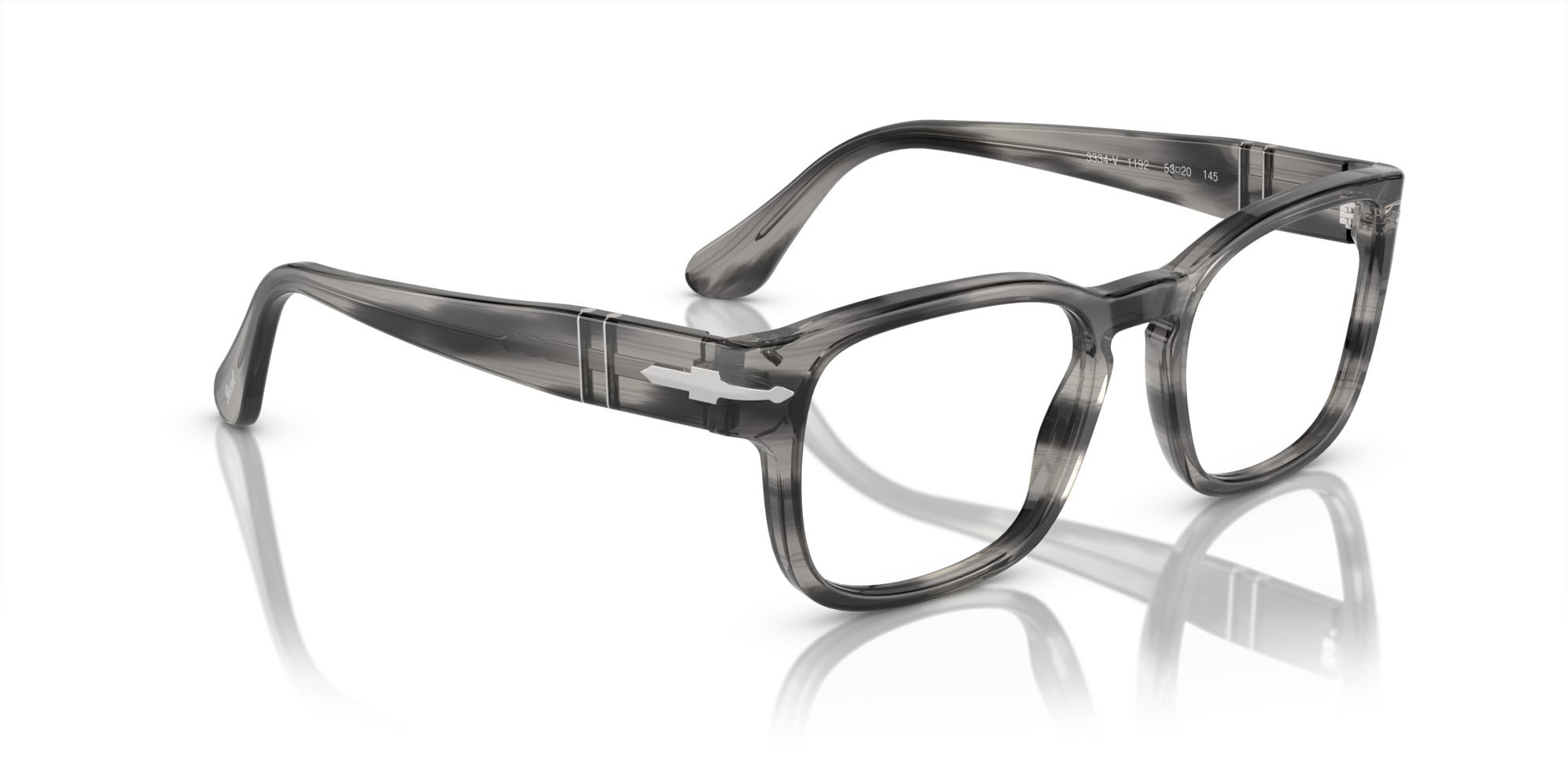 Occhiali da vista Persol PO 3334V (1192) colore striato grigio forma quadrato lenti trasparente