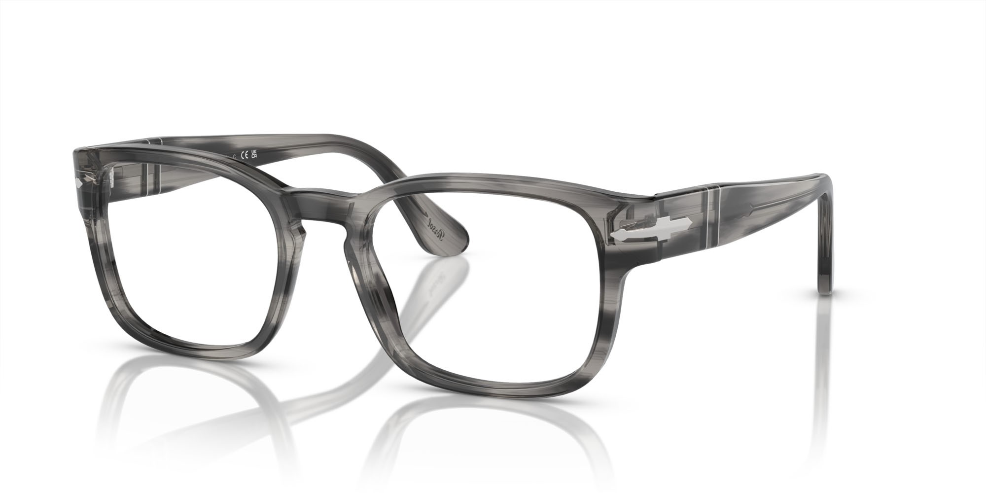 Occhiali da vista Persol PO 3334V (1192) colore striato grigio forma quadrato lenti trasparente