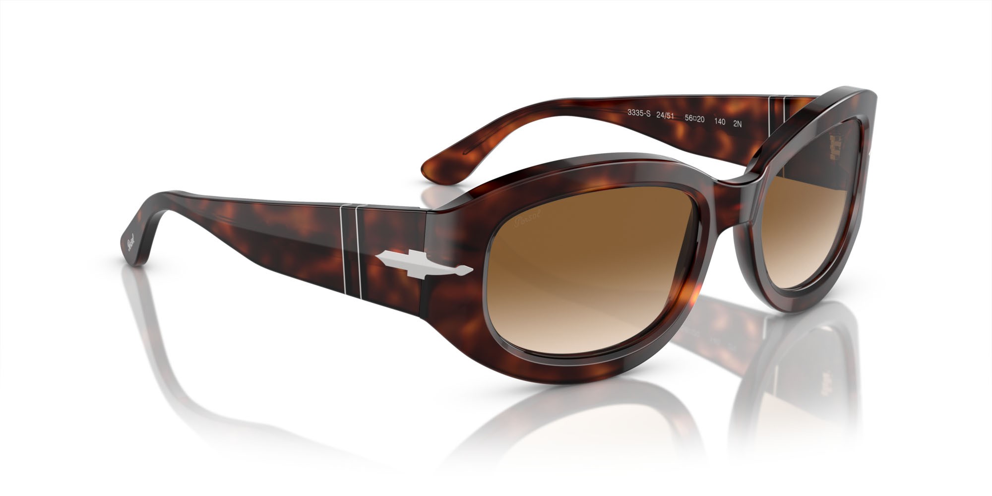 Occhiali da sole Persol PO 3335S (24/51) colore havana forma quadrato lenti trasparente sfumato marrone