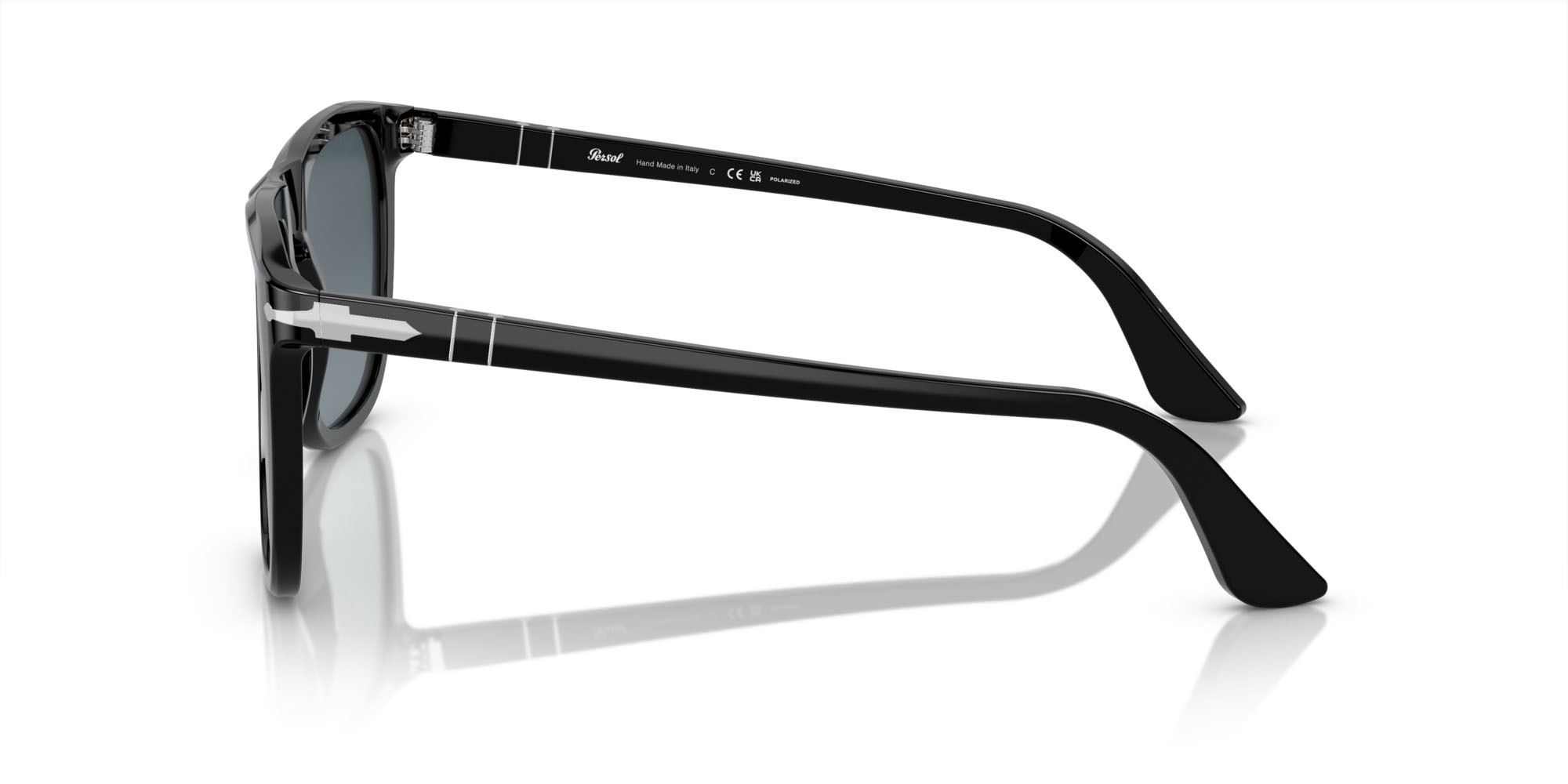 Sunglasses Persol PO 3336S (95/S3) color nero shape aviator lenses celeste sfumato blu scuro