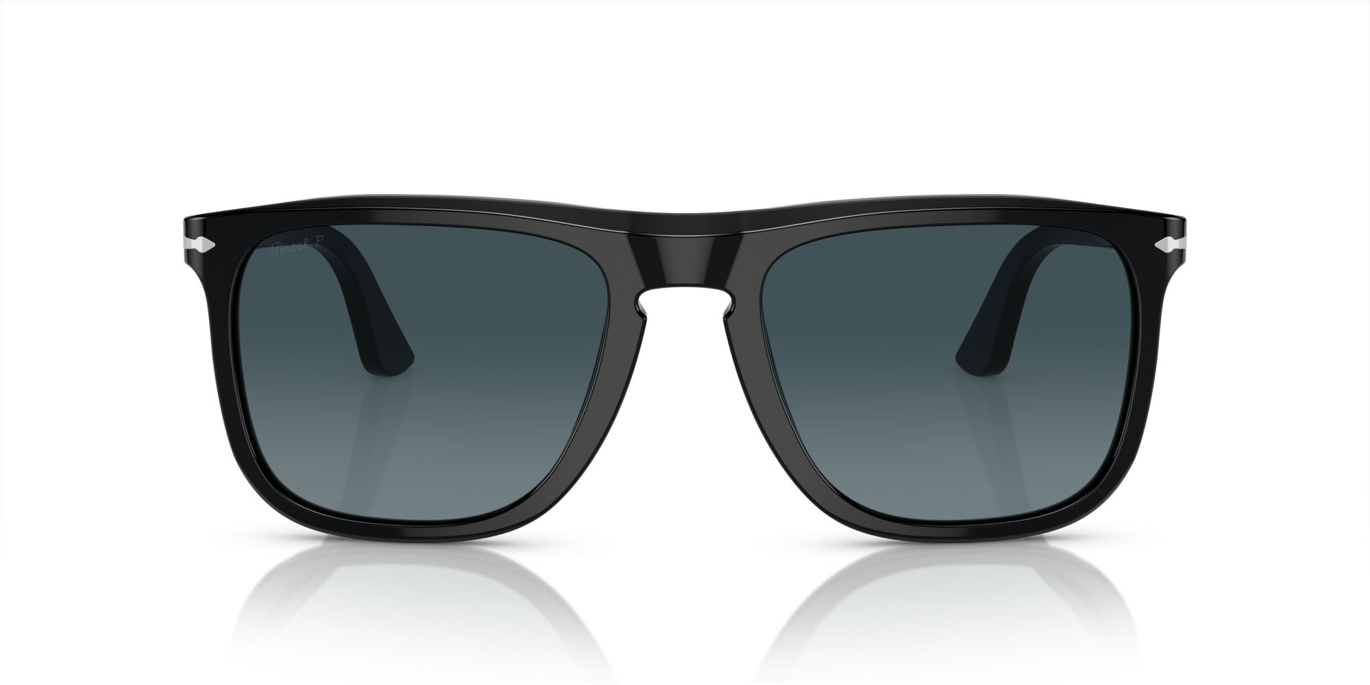 Sunglasses Persol PO 3336S (95/S3) color nero shape aviator lenses celeste sfumato blu scuro