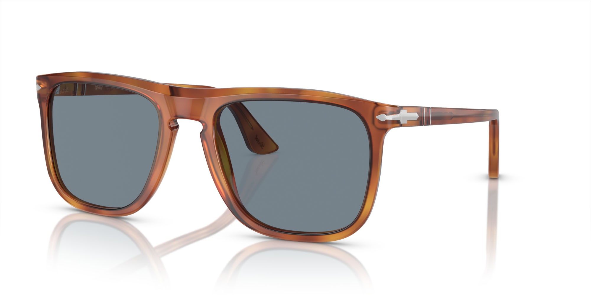 Occhiali da sole Persol PO 3336S (96/56) colore terra di siena forma aviator lenti azzurro