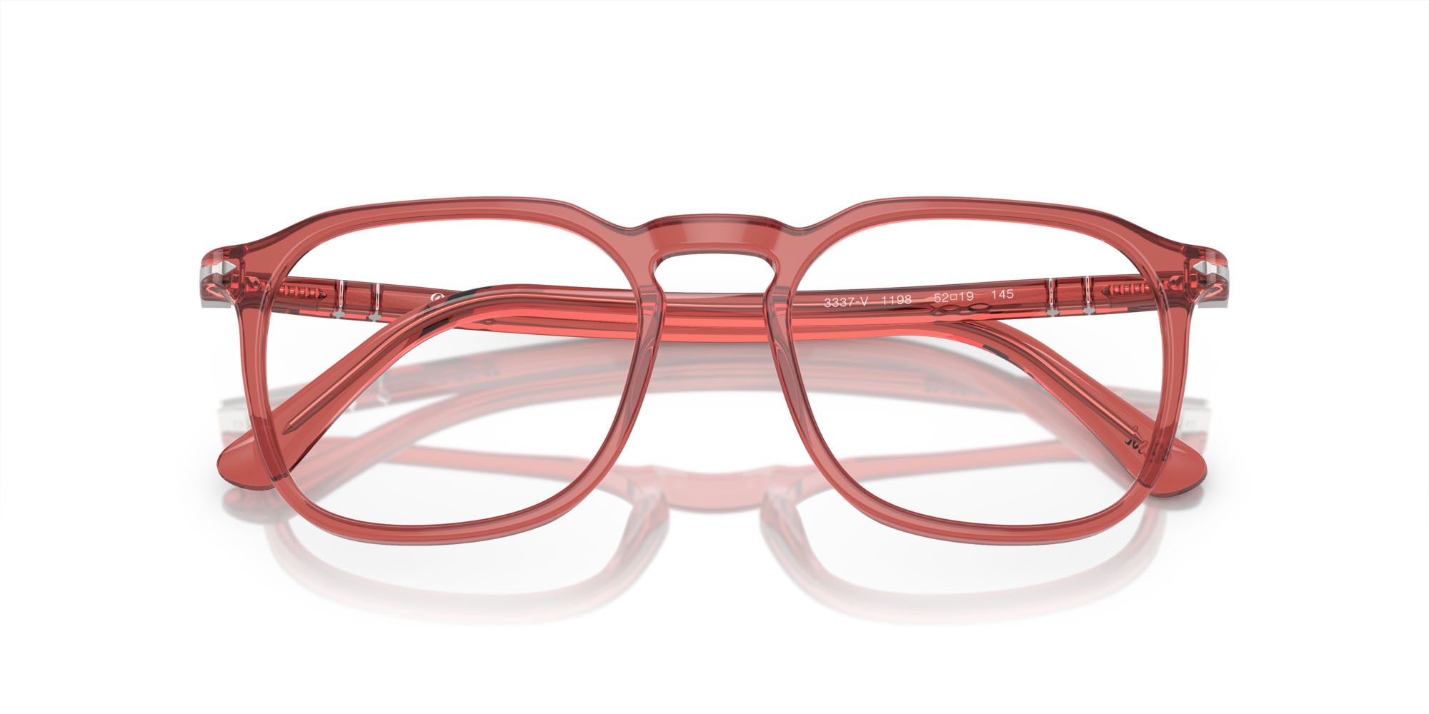 Occhiali da vista Persol PO 3337V (1198) colore rosso trasparente forma pantos lenti trasparente