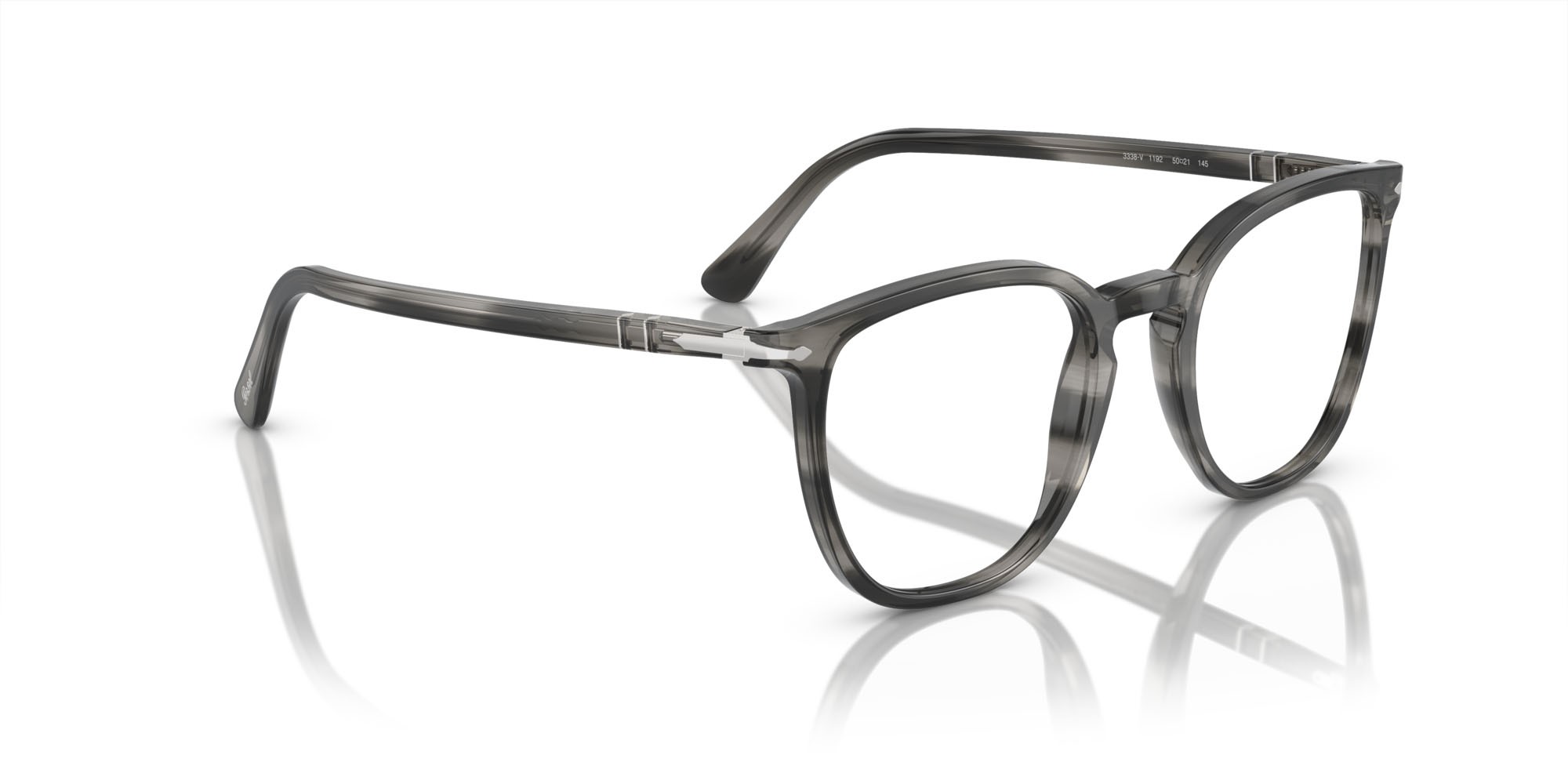 Eyeglasses Persol PO 3338V (1192) color striato grigio shape pantos lenses trasparente