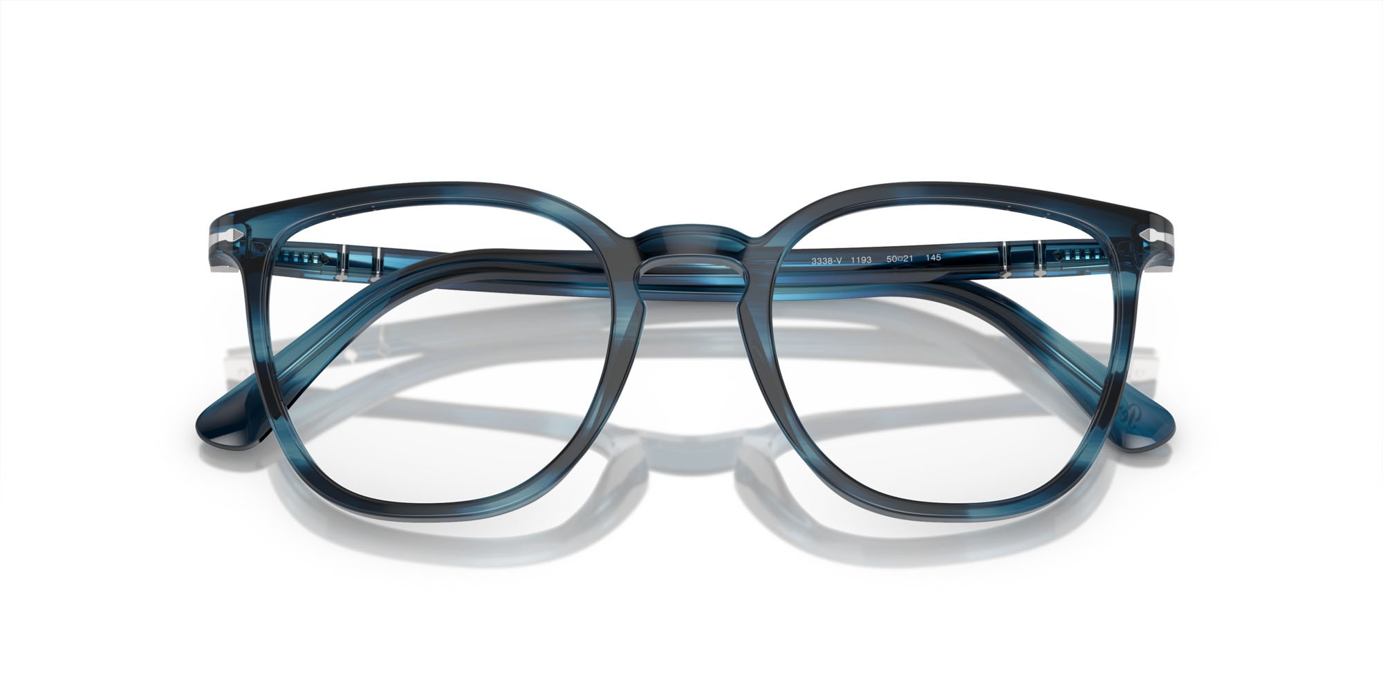 Occhiali da vista Persol PO 3338V (1193) colore striato blu forma pantos lenti trasparente