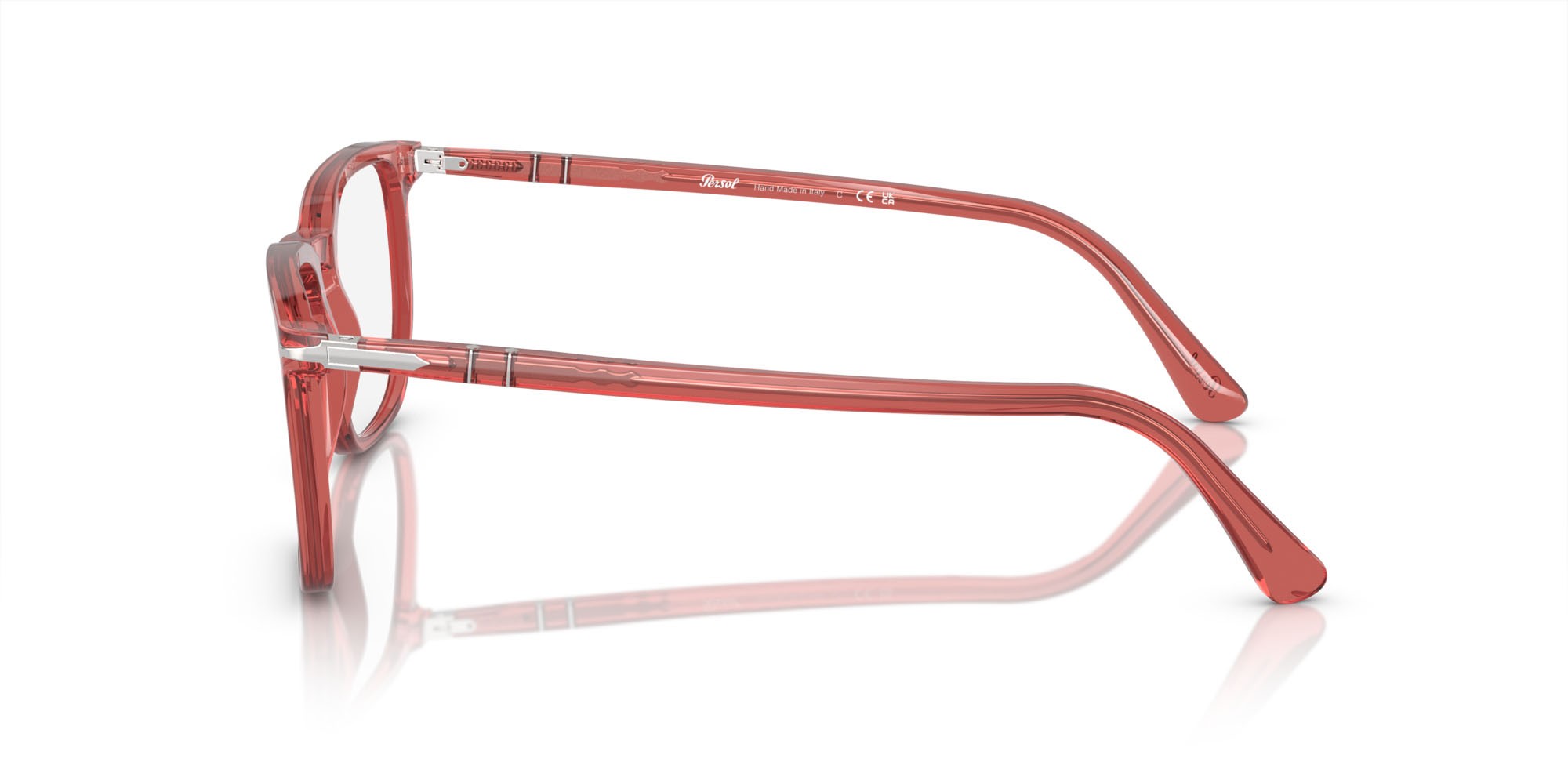 Eyeglasses Persol PO 3339V (1198) color rosso trasparente shape rectangle lenses trasparente