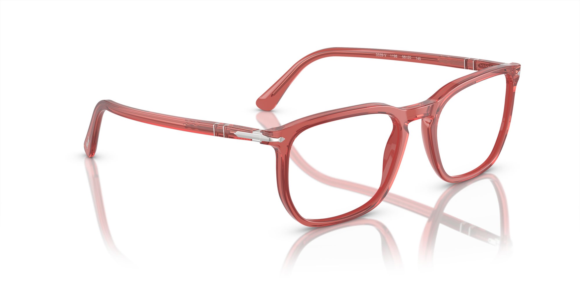 Eyeglasses Persol PO 3339V (1198) color rosso trasparente shape rectangle lenses trasparente