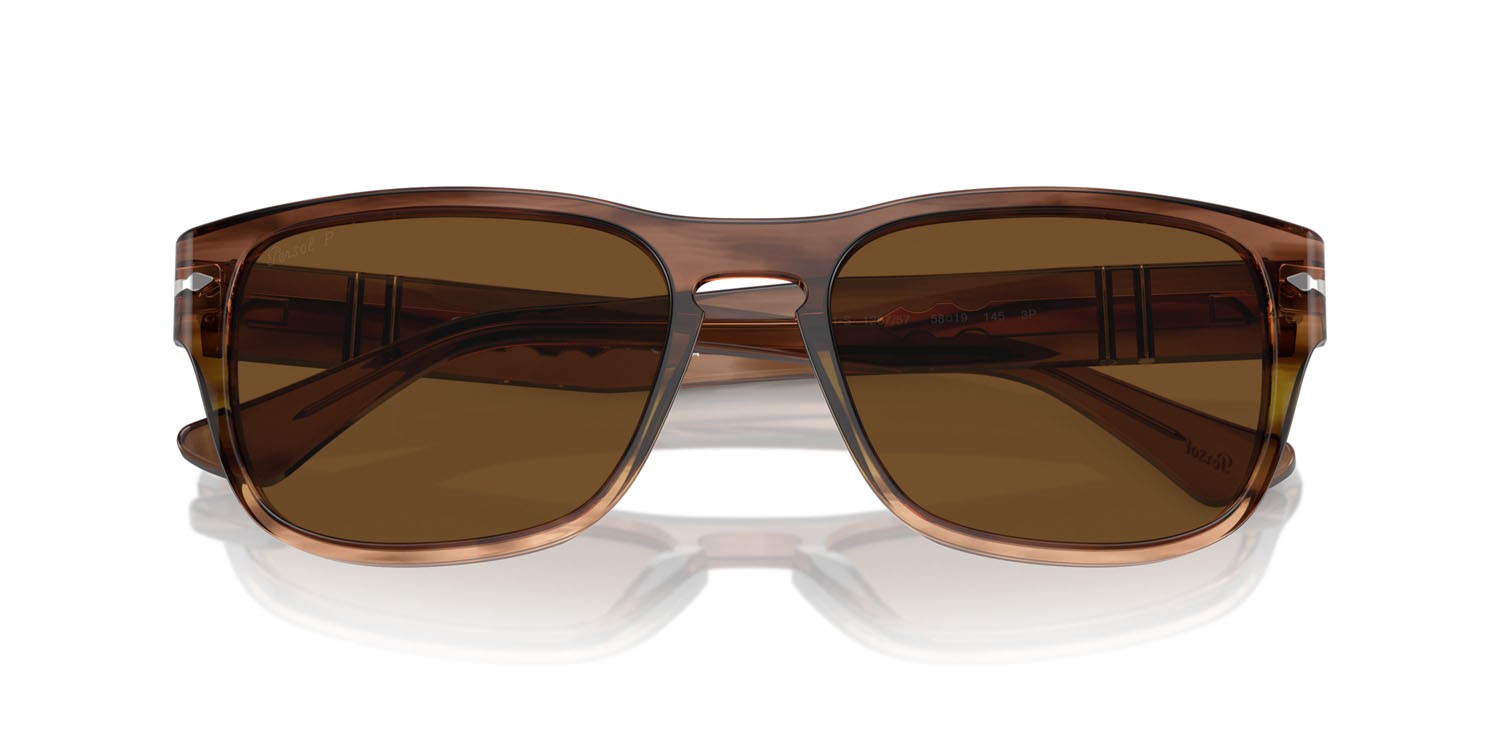 Occhiali da sole Persol PO 3341S (120757) colore striped brown green forma quadrato lenti polar marrone