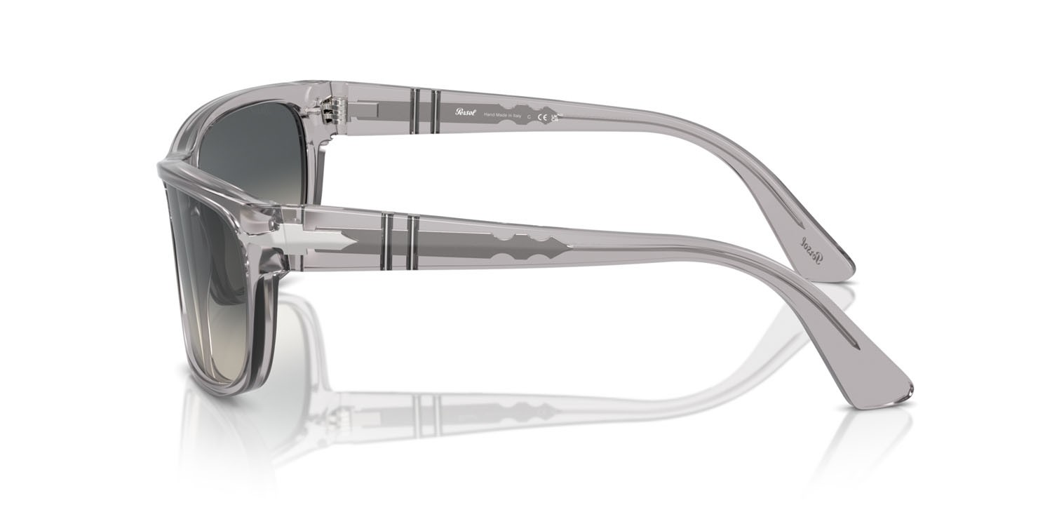 Occhiali da sole Persol PO 3342S (309/71) colore grigio trasparente forma rettangolare lenti grigio chiaro sfumato grigio scuro