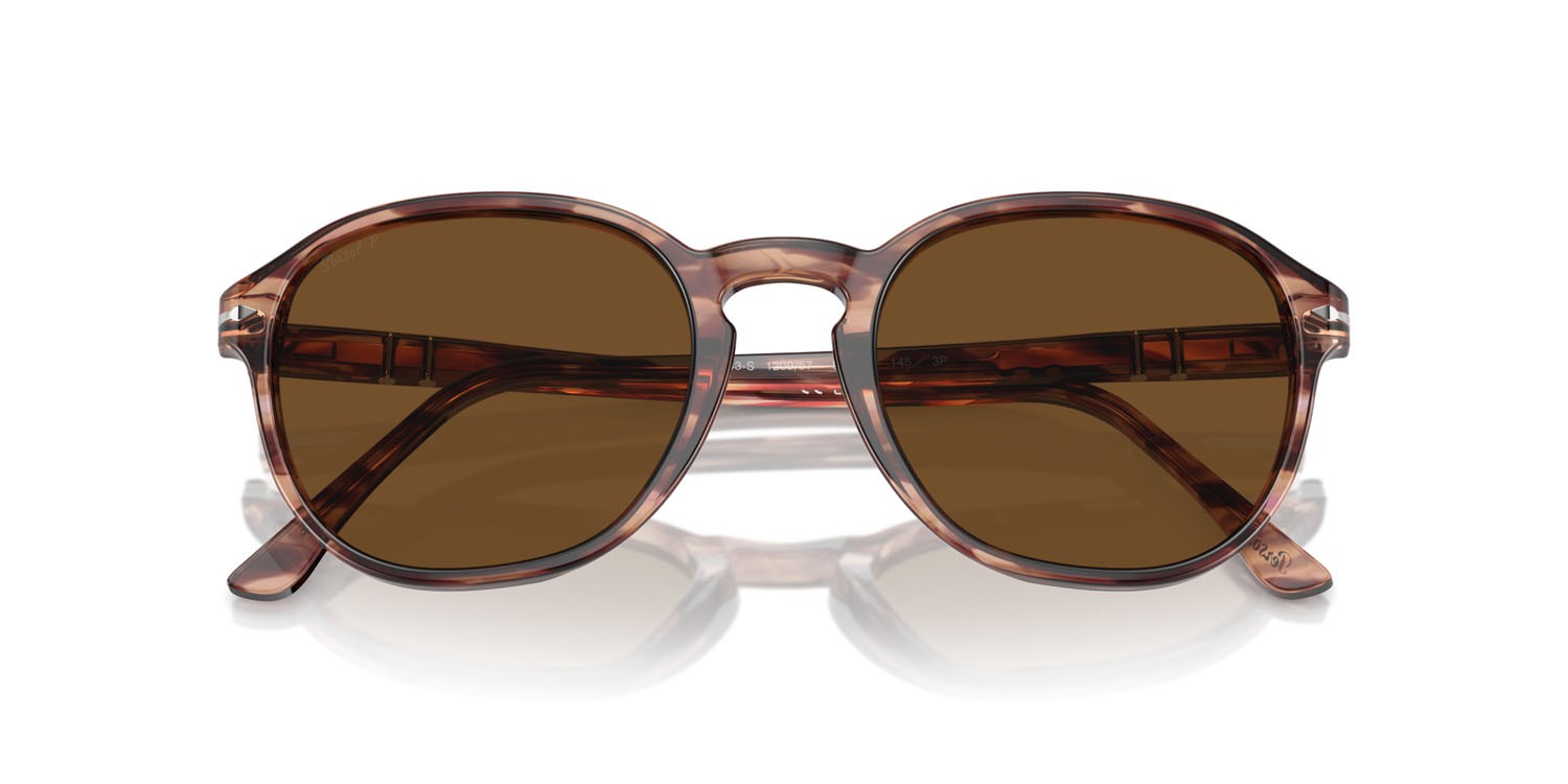 Sunglasses Persol PO 3343S (120957) color striato bordeaux shape square lenses polar marrone