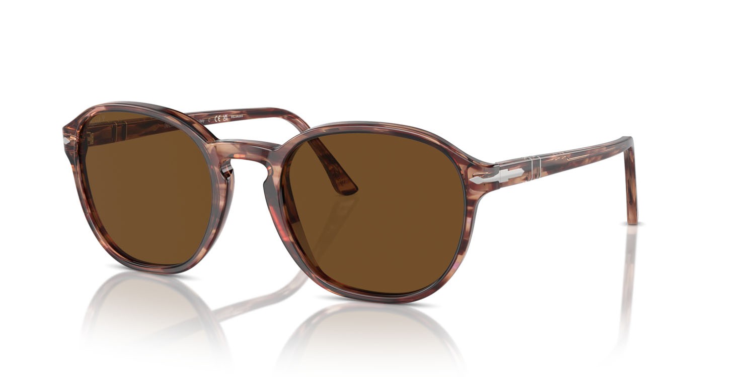 Sunglasses Persol PO 3343S (120957) color striato bordeaux shape square lenses polar marrone