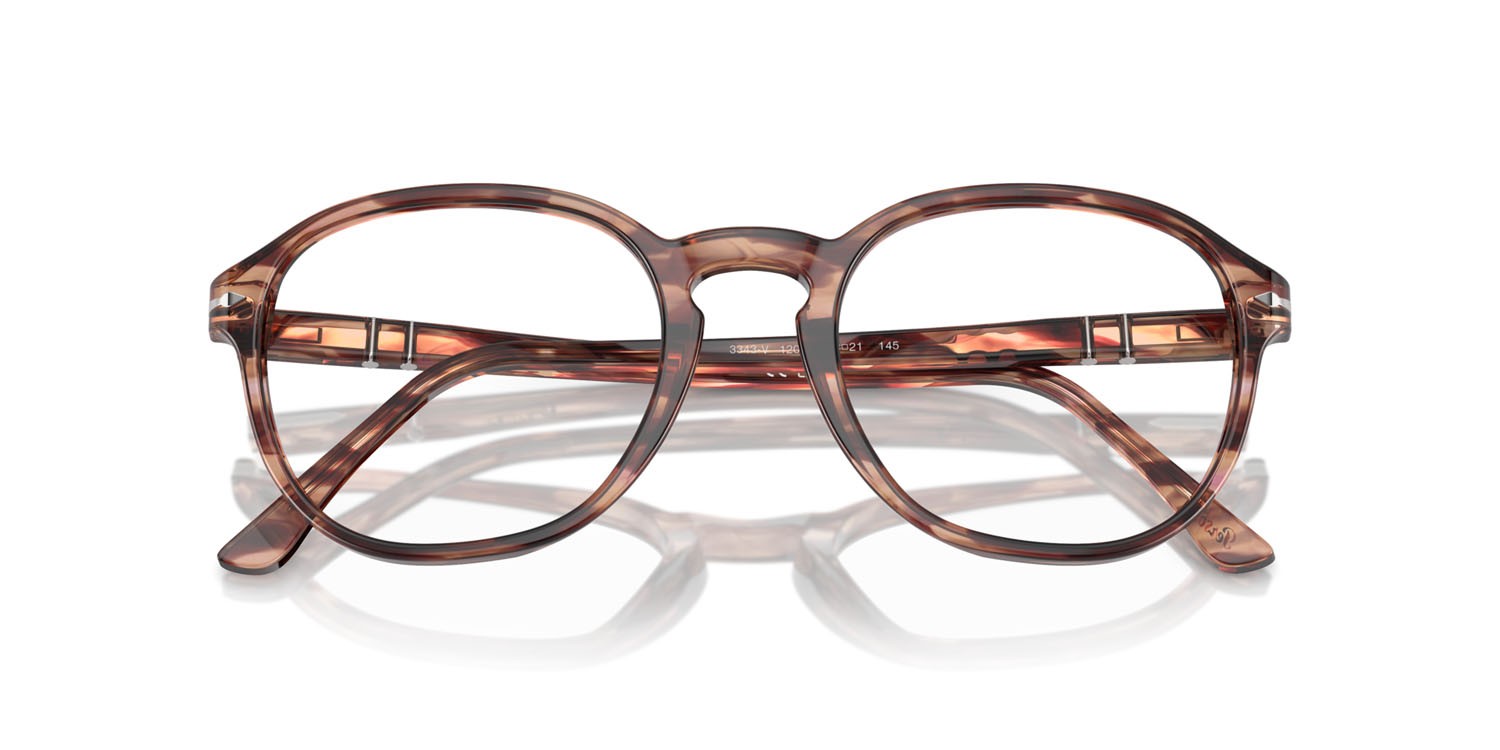 Eyeglasses Persol PO 3343V (1209) color striato bordeaux shape pantos lenses trasparente