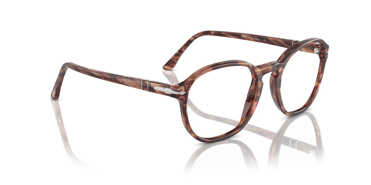 Eyeglasses Persol PO 3343V (1209) color striato bordeaux shape pantos lenses trasparente