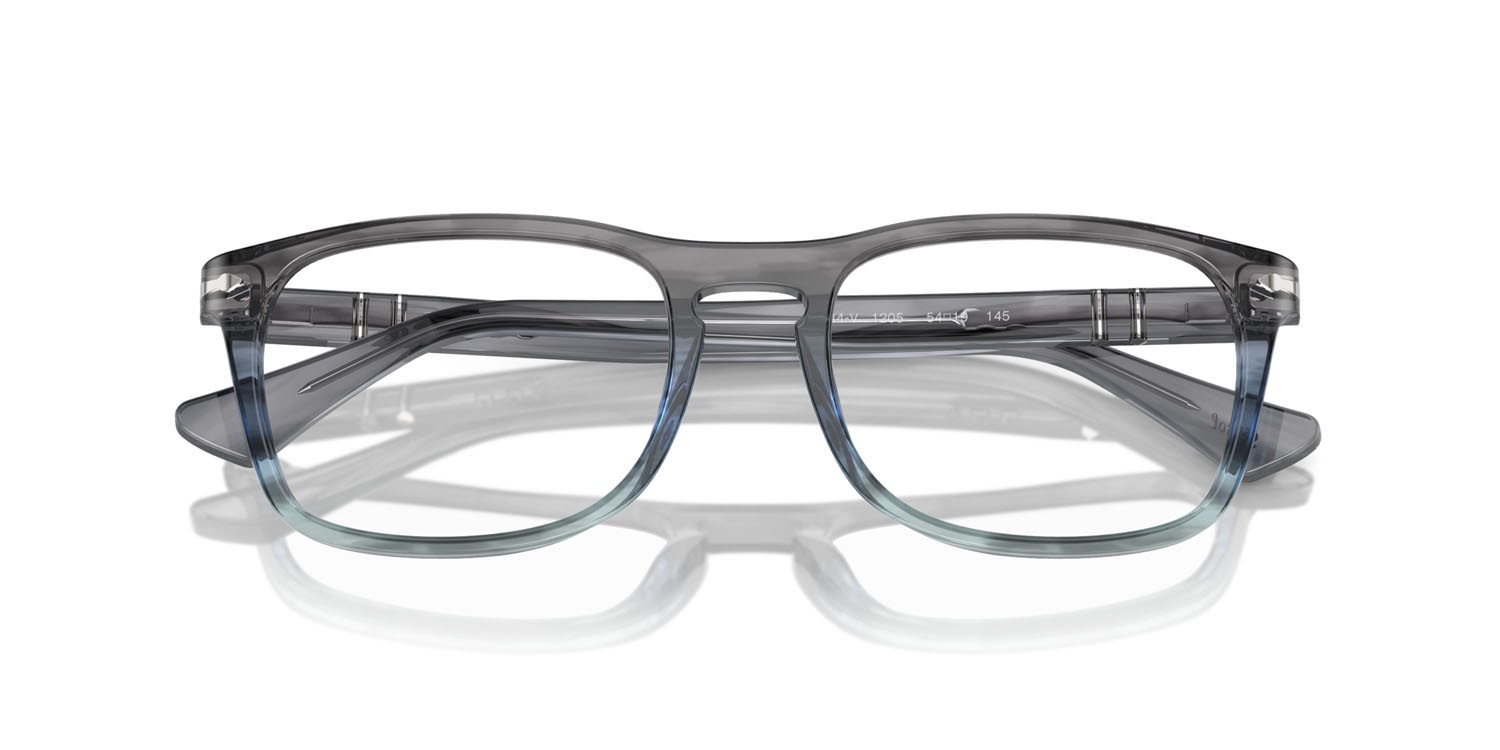 Occhiali da vista Persol PO 3344V (1205) colore striped grey gradient blue forma quadrato lenti trasparente