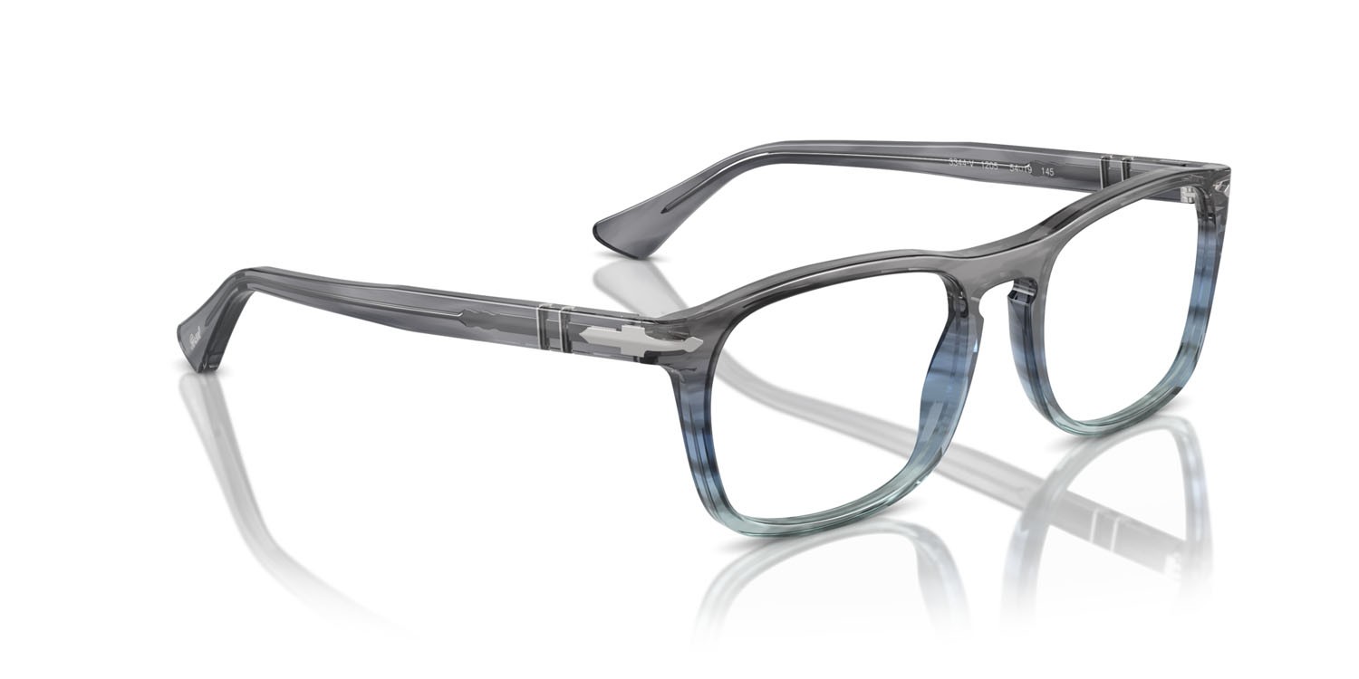 Occhiali da vista Persol PO 3344V (1205) colore striped grey gradient blue forma quadrato lenti trasparente