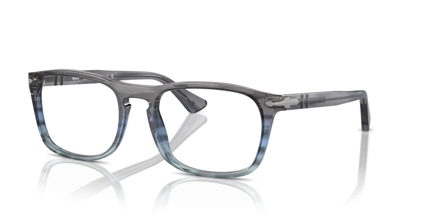 Occhiali da vista Persol PO 3344V (1205) colore striped grey gradient blue forma quadrato lenti trasparente