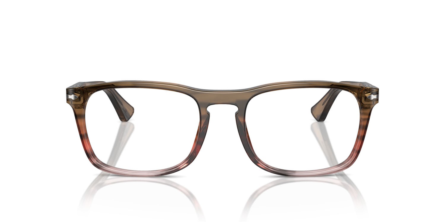 Eyeglasses Persol PO 3344V (1206) color marrone a righe rosso sfumato shape square lenses trasparente