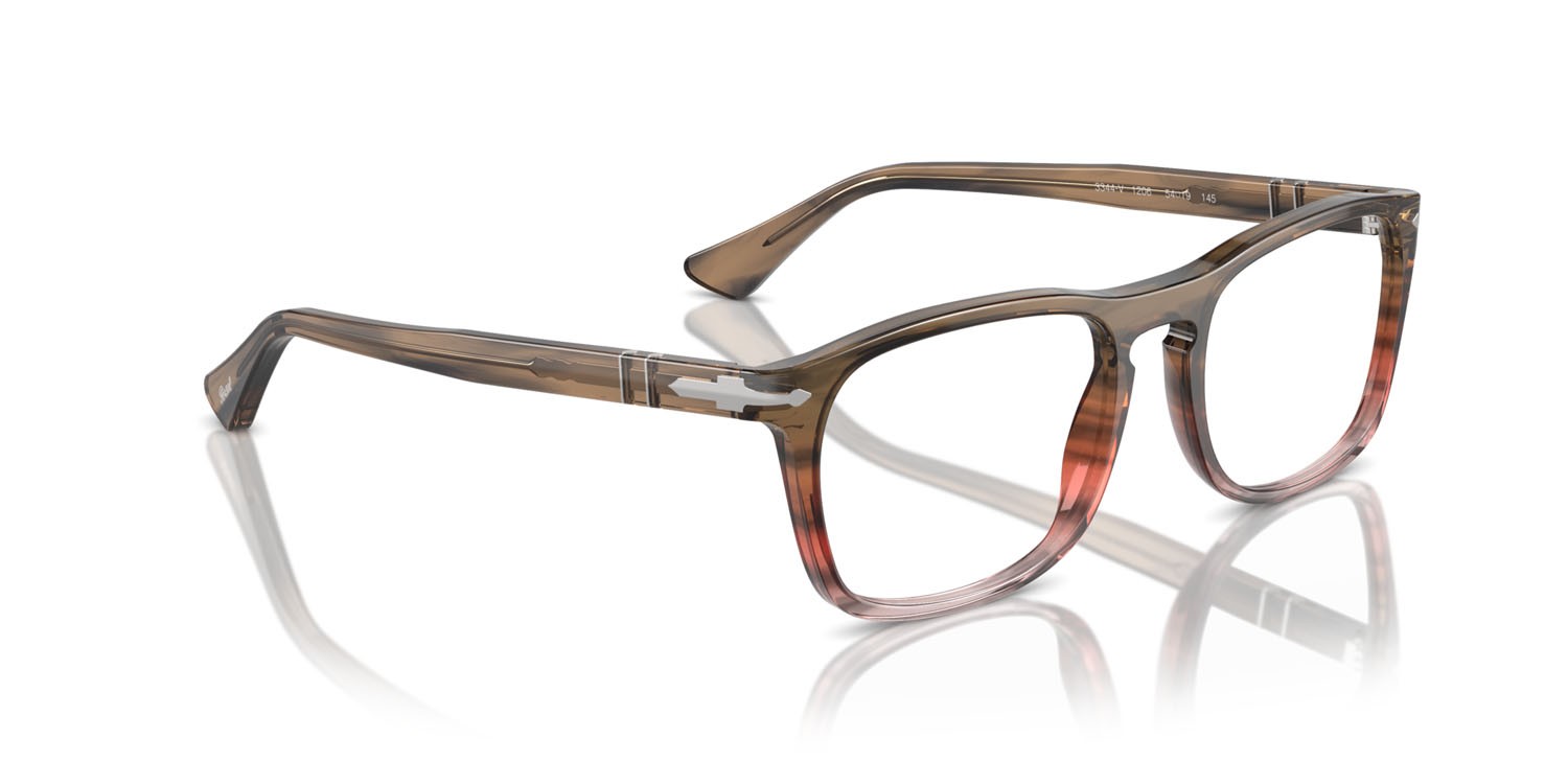 Eyeglasses Persol PO 3344V (1206) color marrone a righe rosso sfumato shape square lenses trasparente