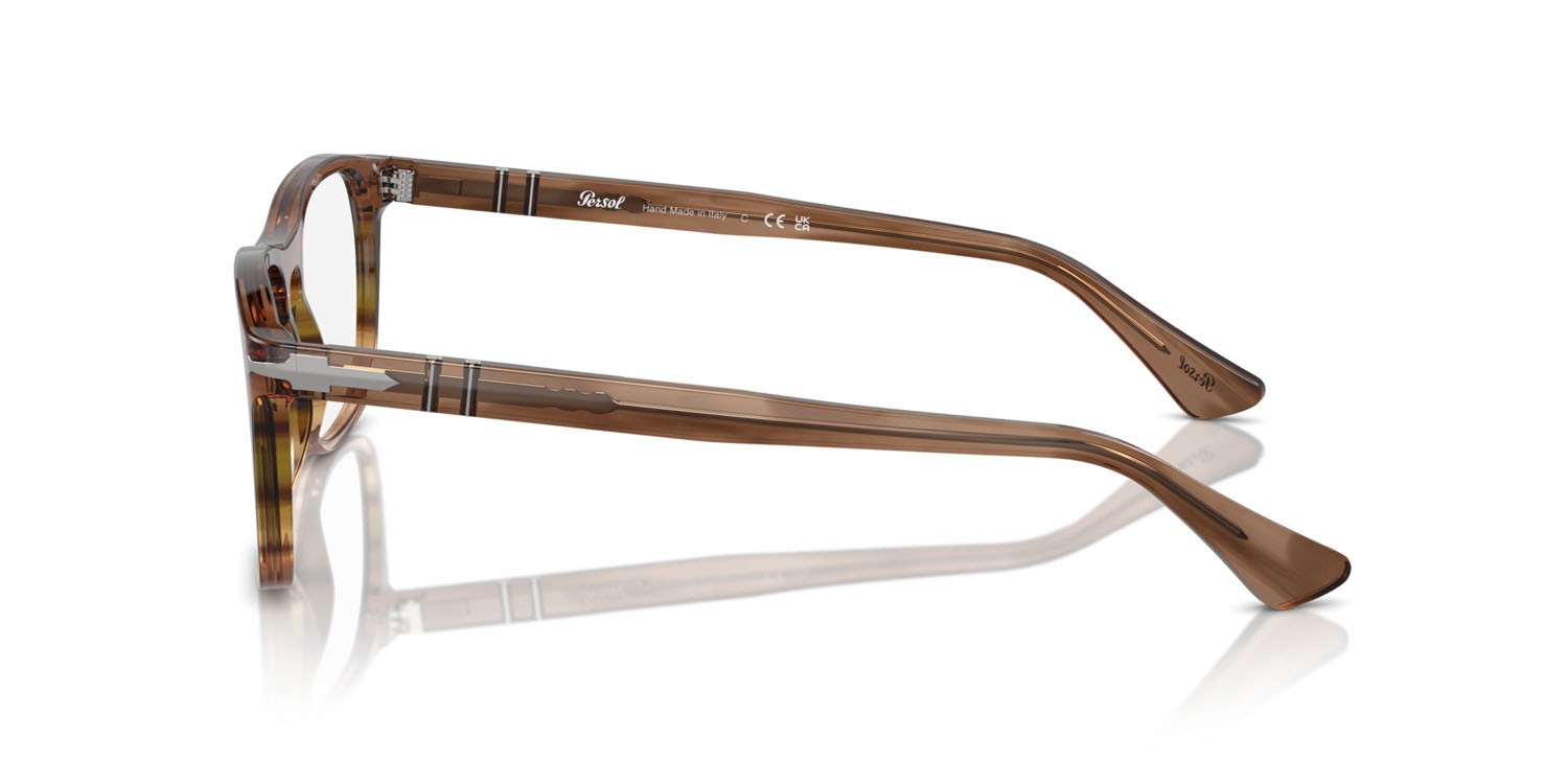 Eyeglasses Persol PO 3344V (1207) color striato marrone shape square lenses trasparente