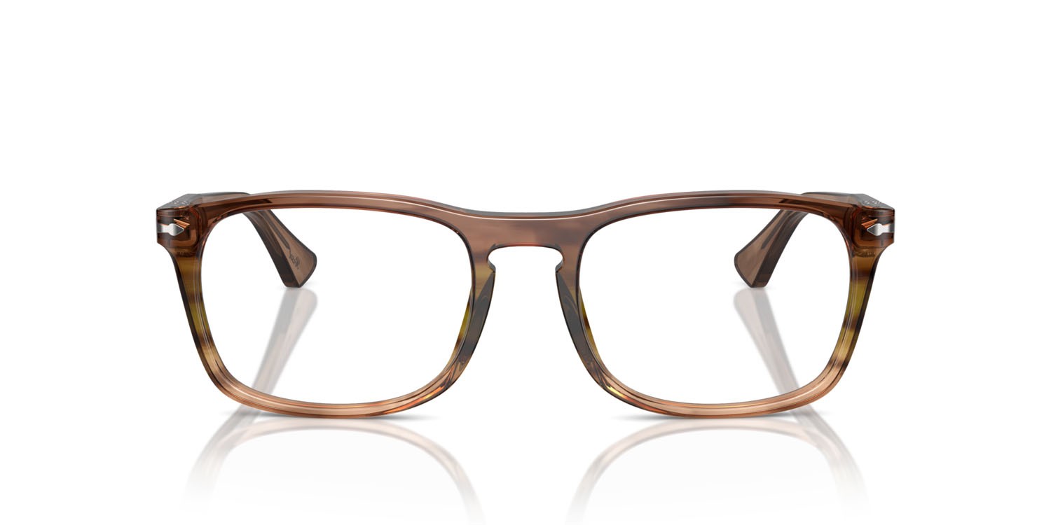 Eyeglasses Persol PO 3344V (1207) color striato marrone shape square lenses trasparente