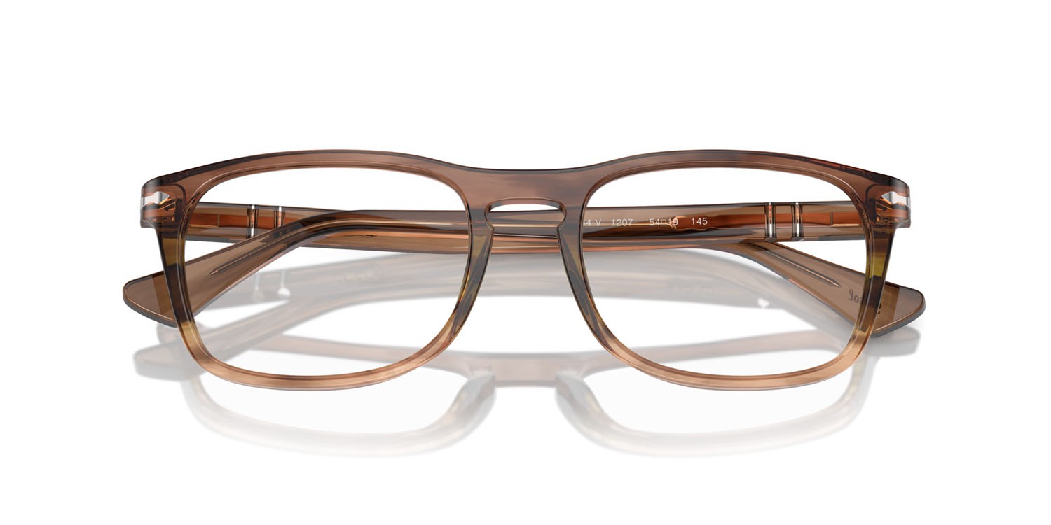Eyeglasses Persol PO 3344V (1207) color striato marrone shape square lenses trasparente